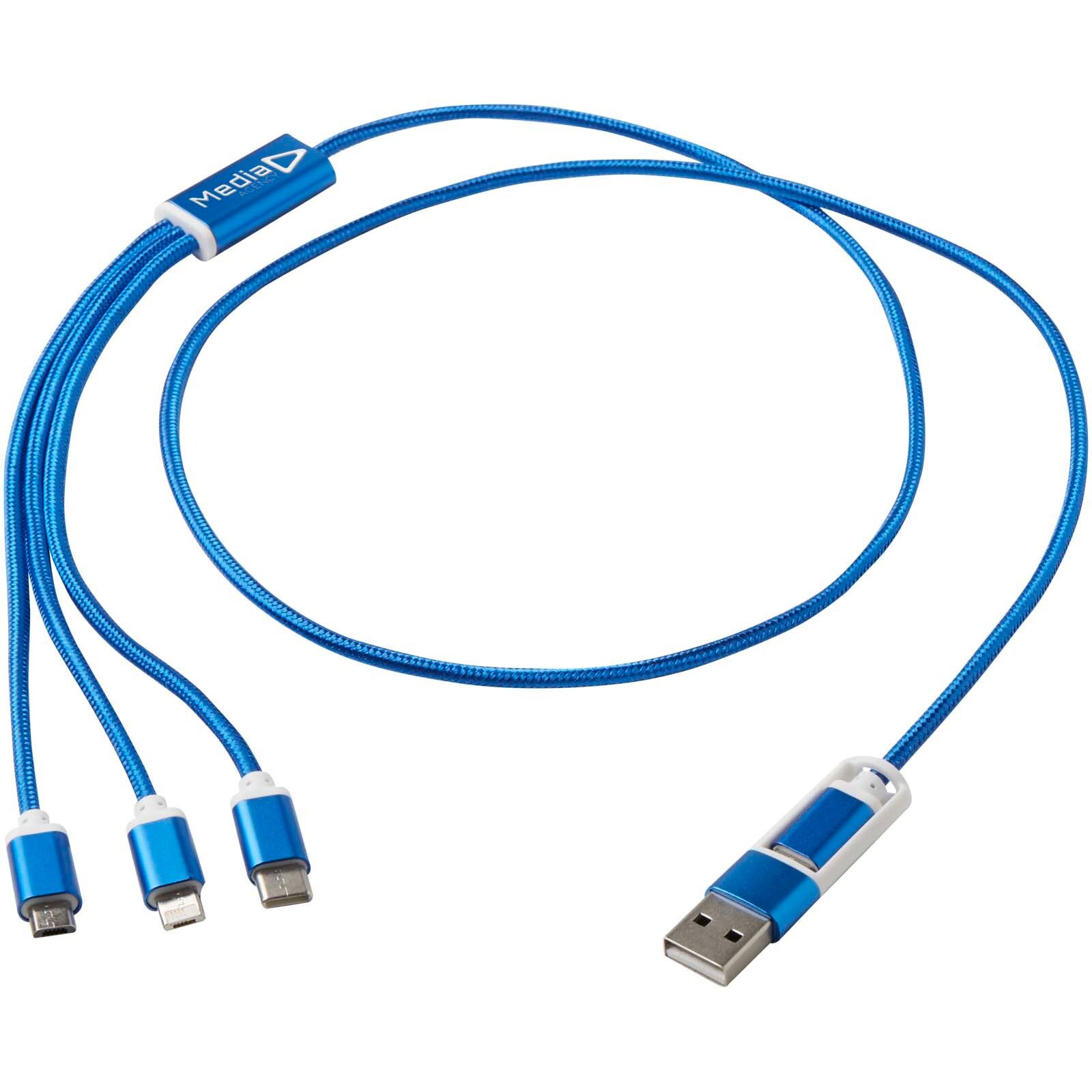 Versatile 5-in-1 Ladekabel aus recyceltem Aluminium - royalblau-47