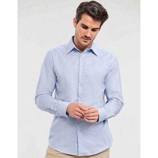 Men's Long Sleeve Tailored Oxford Shirt - oxford blue-906