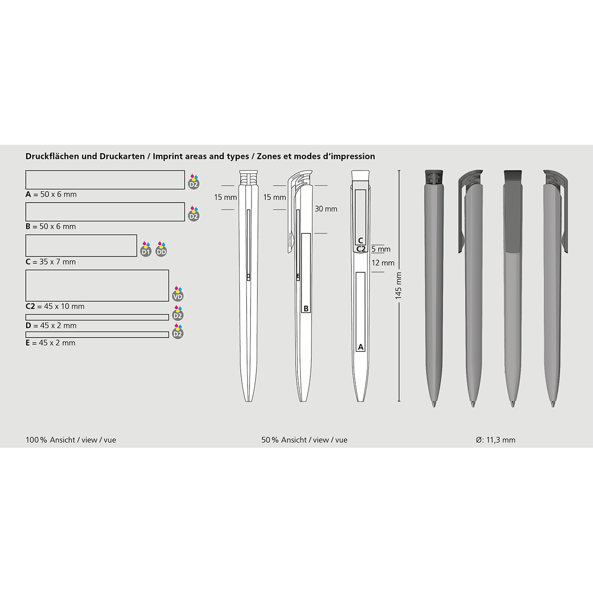 Druckkugelschreiber Trias softtouch/high gloss - softtouch anthrazit - anthrazit-822