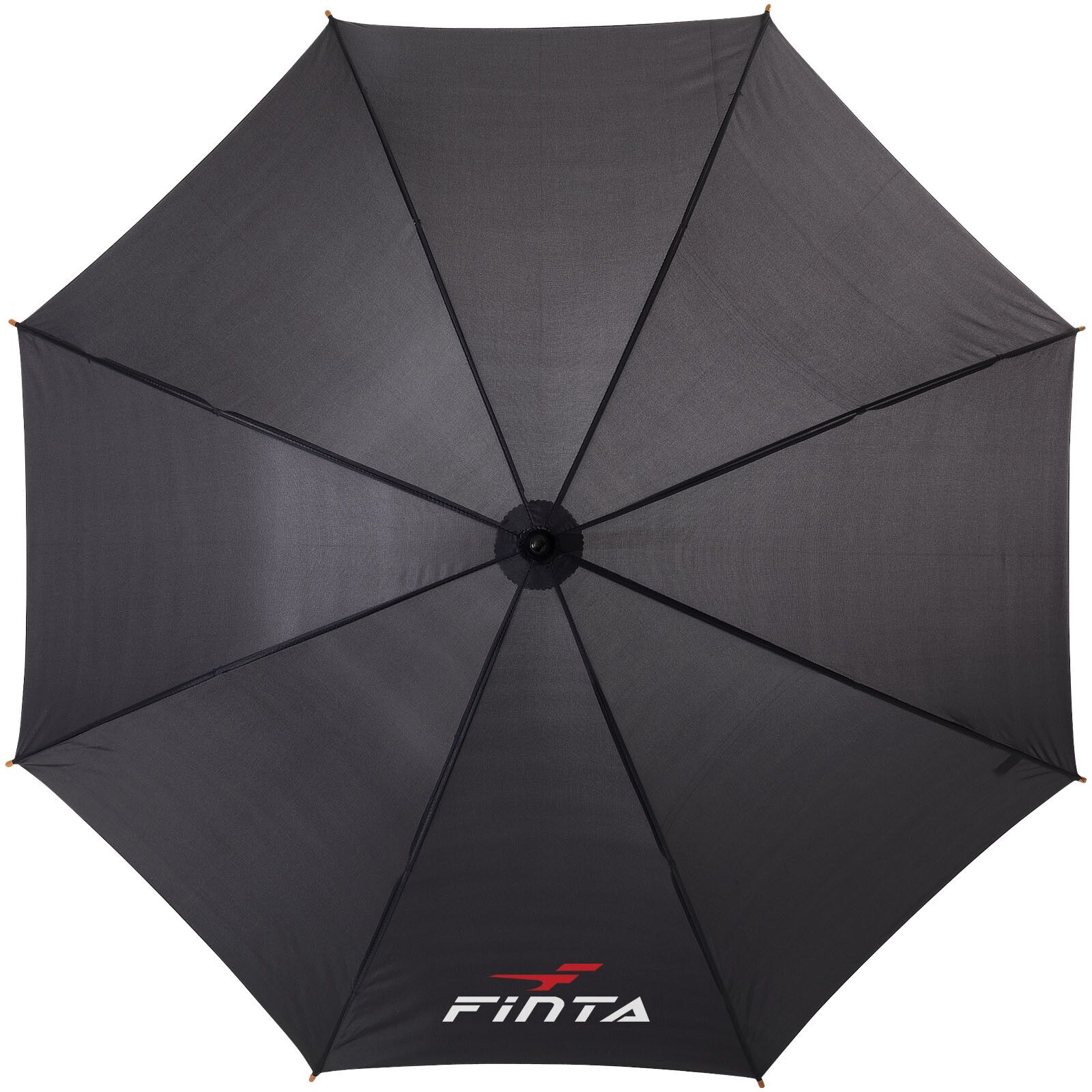 Jova 23" Regenschirm mit Holzstange und -griff - schwarz-503