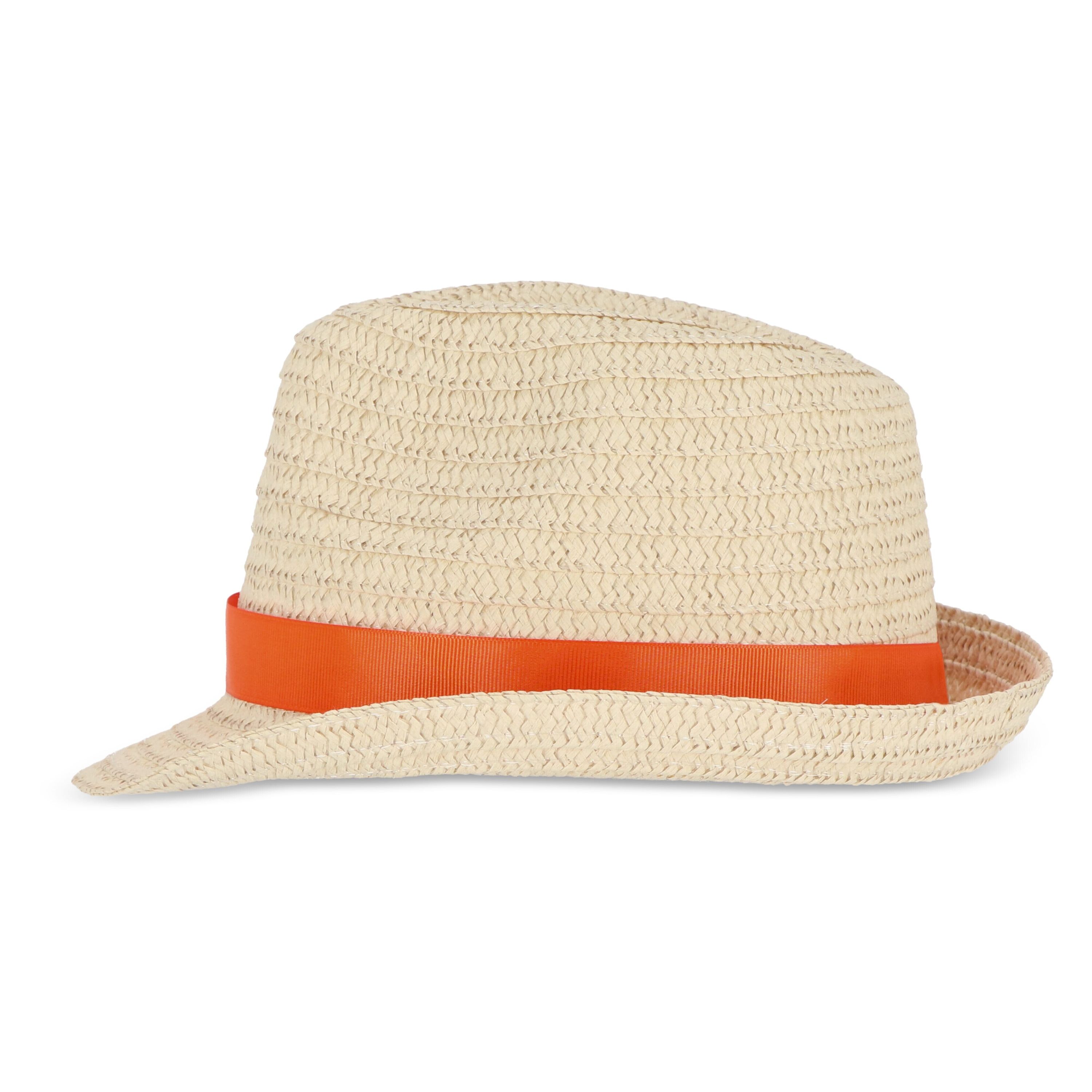 Pflanzlicher Strohhut mit farbigem Band - orange-256