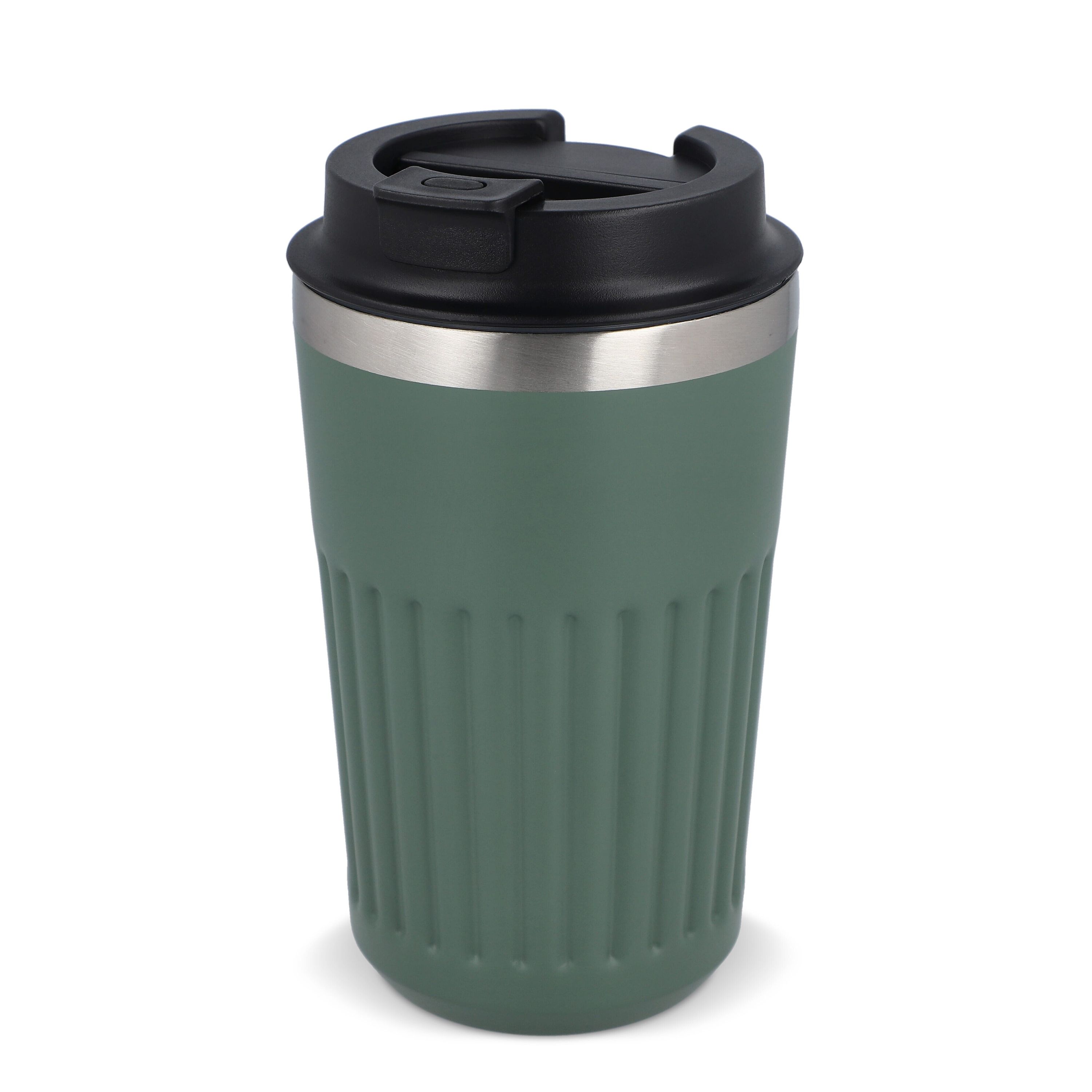 Recycelter Edelstahl-Thermobecher für Kaffee zum Mitnehmen, 400 ml - olivgrün-738