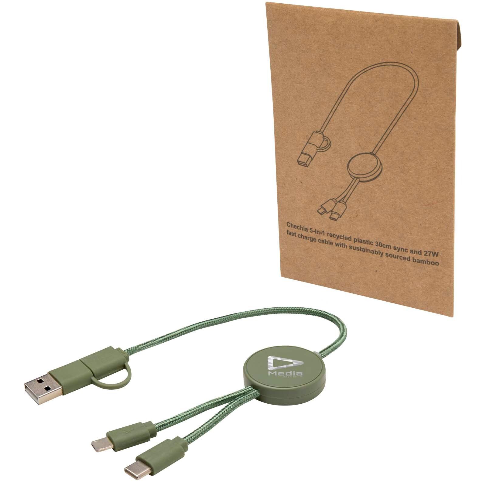 Citala 30 cm 5-in-1 Kabel aus recyceltem Kunststoff für Datenübertragung und 27W Schnellladung - heather grün-967