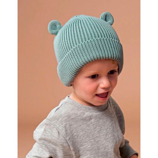 Organic Baby Bear Beanie - peach-482