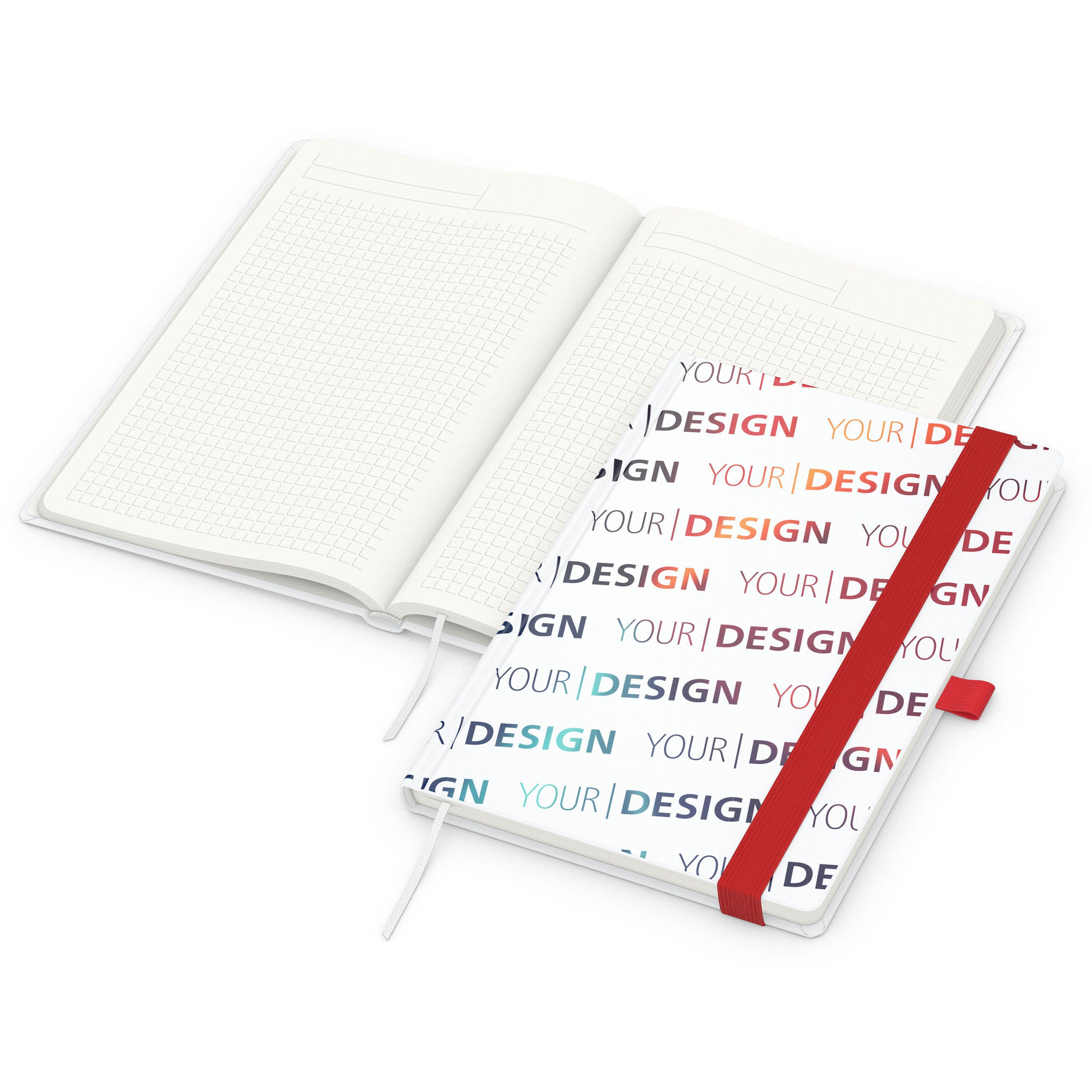 Notizbuch Match-Book RECYCLING, A5, Winkelkaro, Papier matt, rot-916