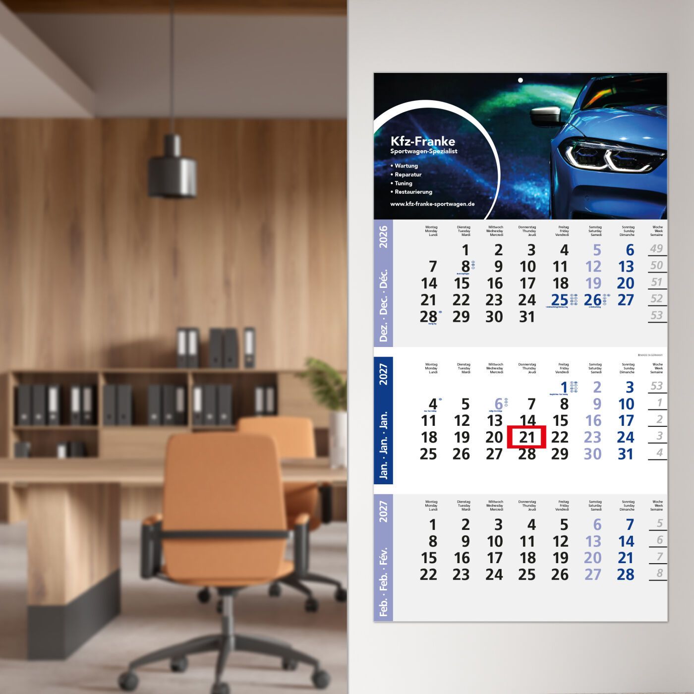 3-Monatskalender Einblatt Logic 3 Post A-223