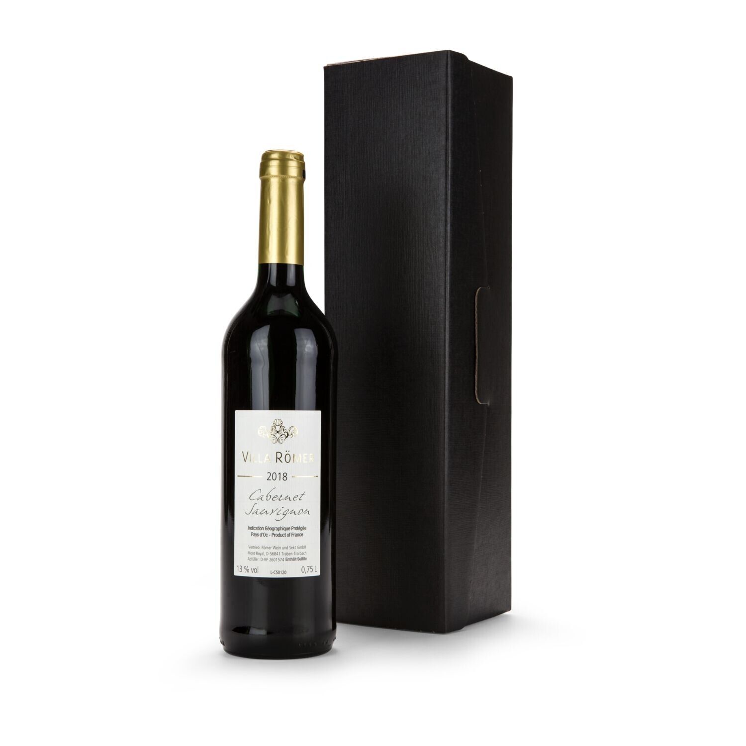 Geschenkset Rotwein im schwarzen Geschenkkarton-229