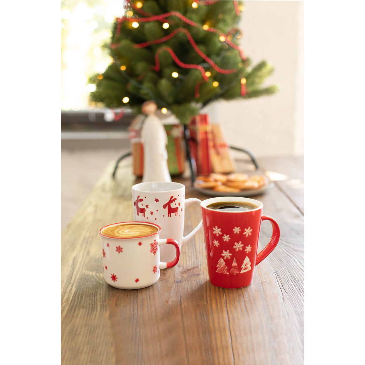Nakkala Vintage Weihnachtstasse - rot - weiß-217