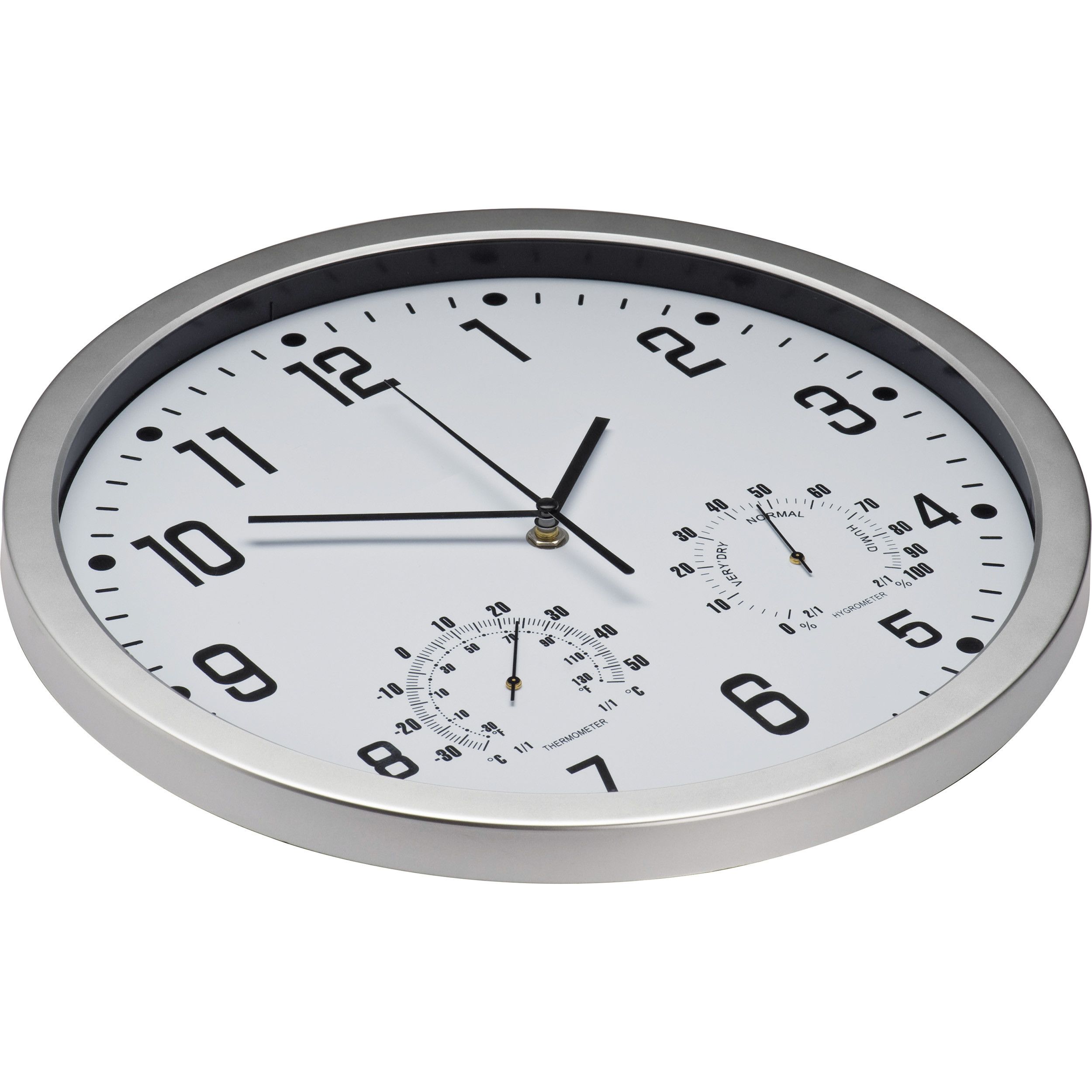 Wanduhr mit Hygro - und Thermometer - weiß-12