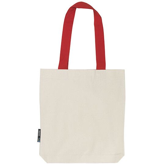Twill Bag With Contrast Handles - nature - red-190