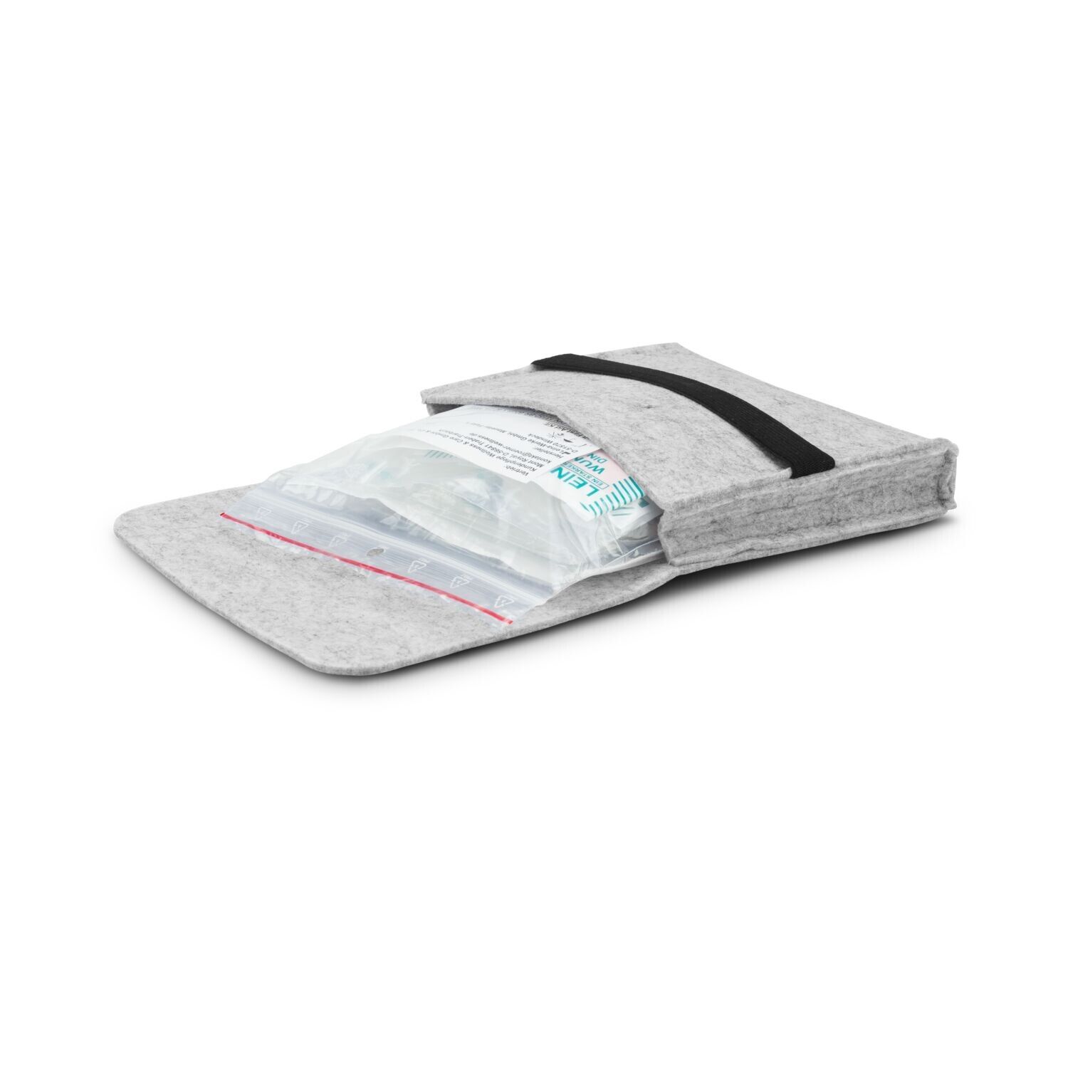 First Aid Kit in grauer Filztasche - Erste Hilfe Set, 12-teilig, deutsche Markenware - grau-485