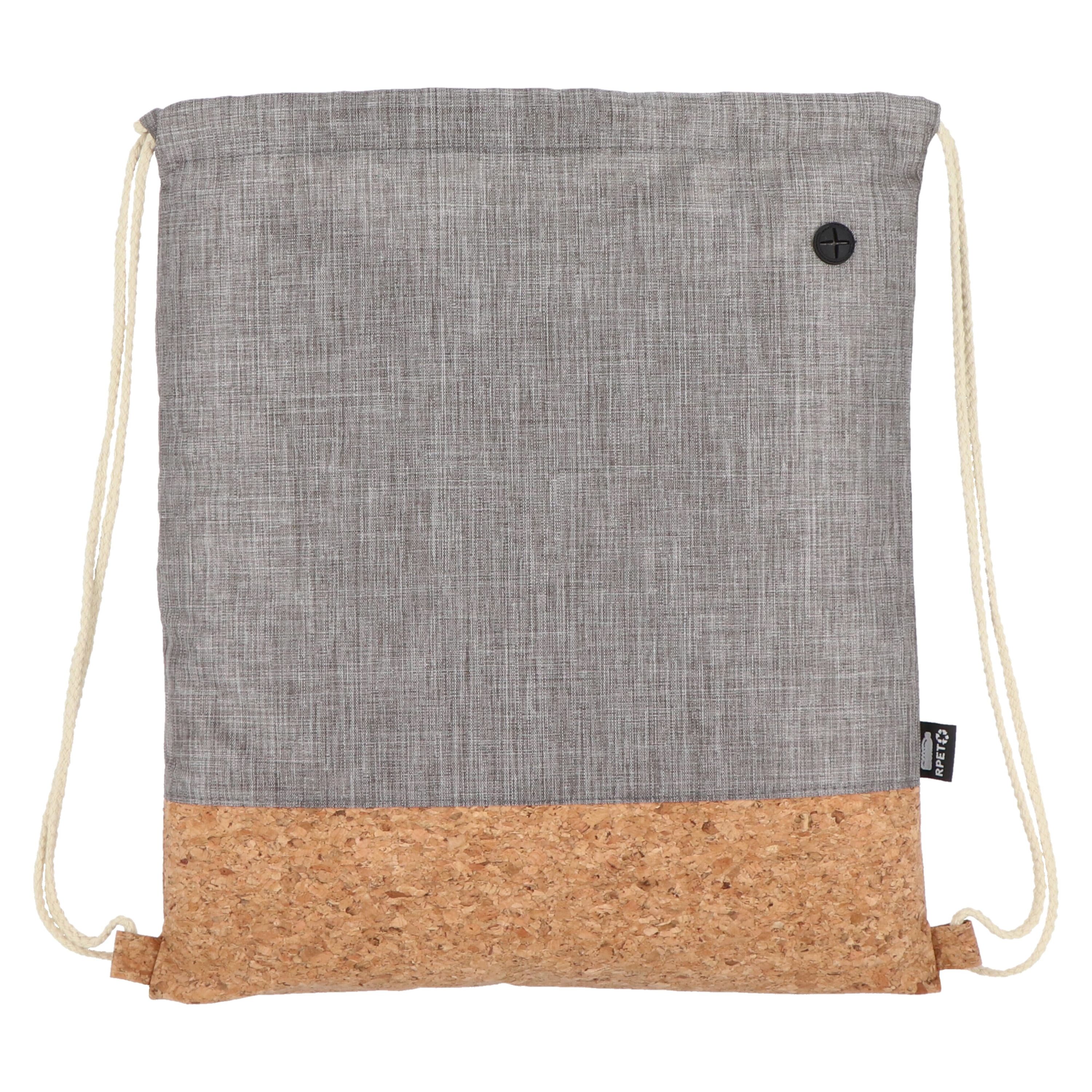 Kordelzugbeutel R-PET & Kork 35 x 40cm - grau-246