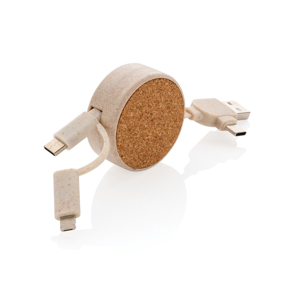 Kork und Weizen 6-in-1 Ladekabel - khaki-752