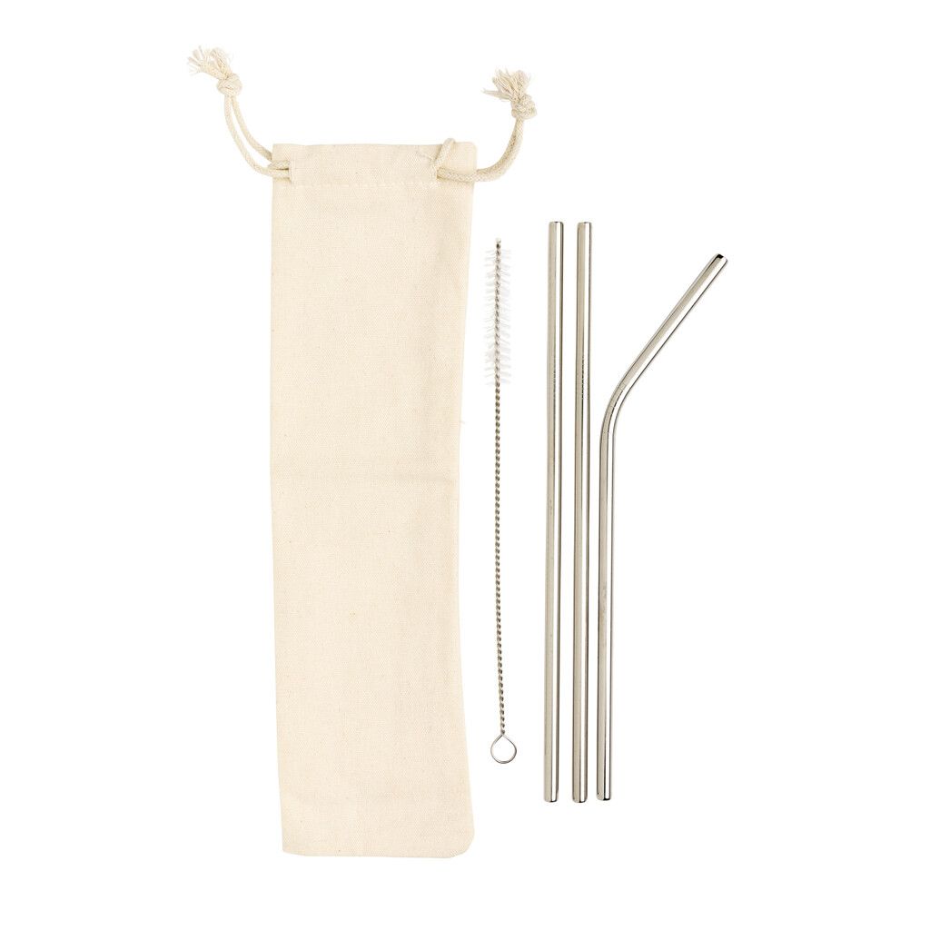 3-teiliges Trinkhalm-Set aus Stainless Steel - silber-32