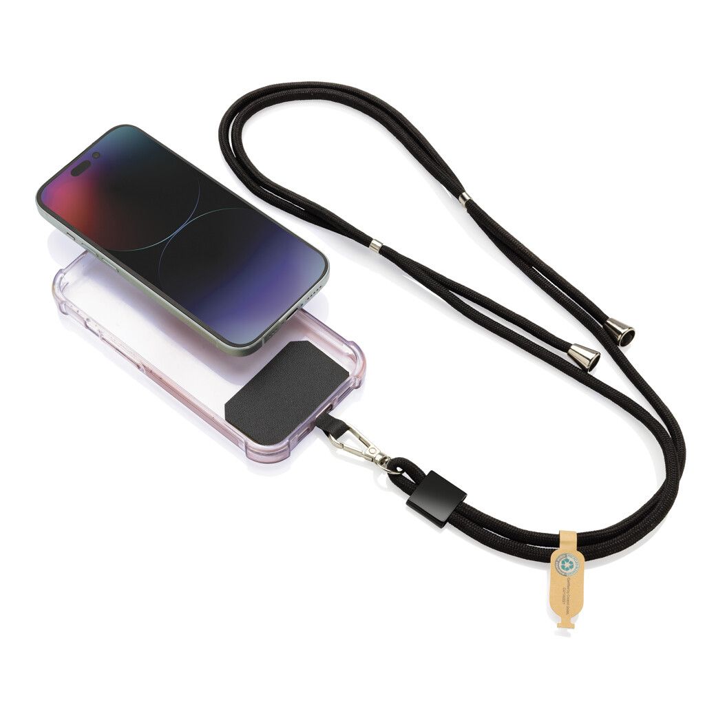 CarryLoop verstellbares Handyband aus RCS rec. PET - schwarz-697