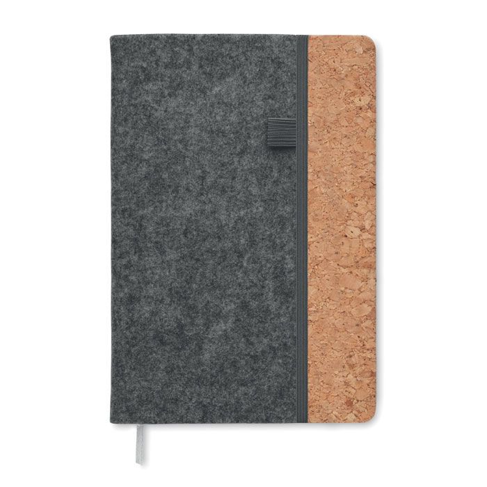 DIN A5 Notizbuch RPET-Filz CORKBOOK - steingrau-898