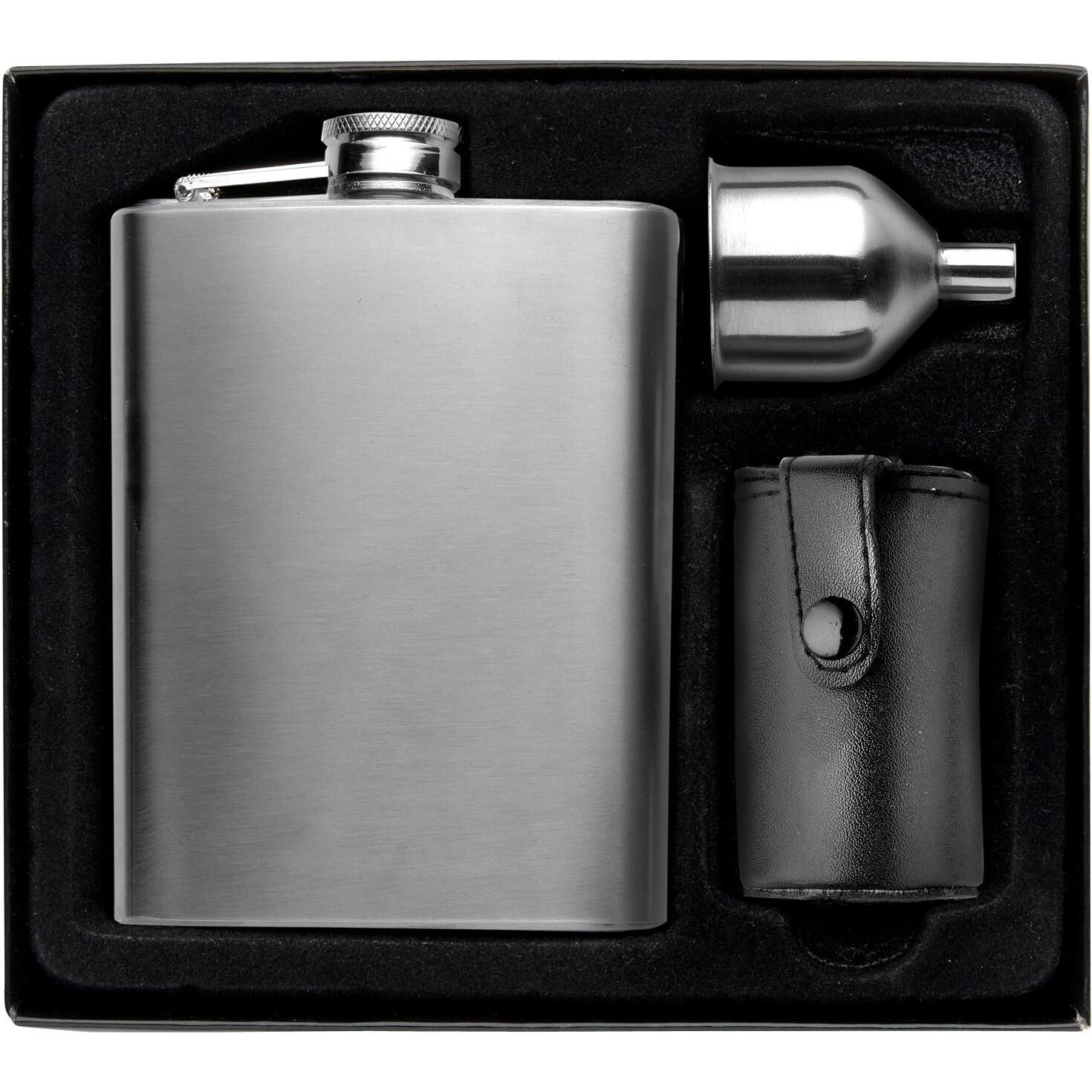 Flachmann Set aus Edelstahl Brittany - silber-731