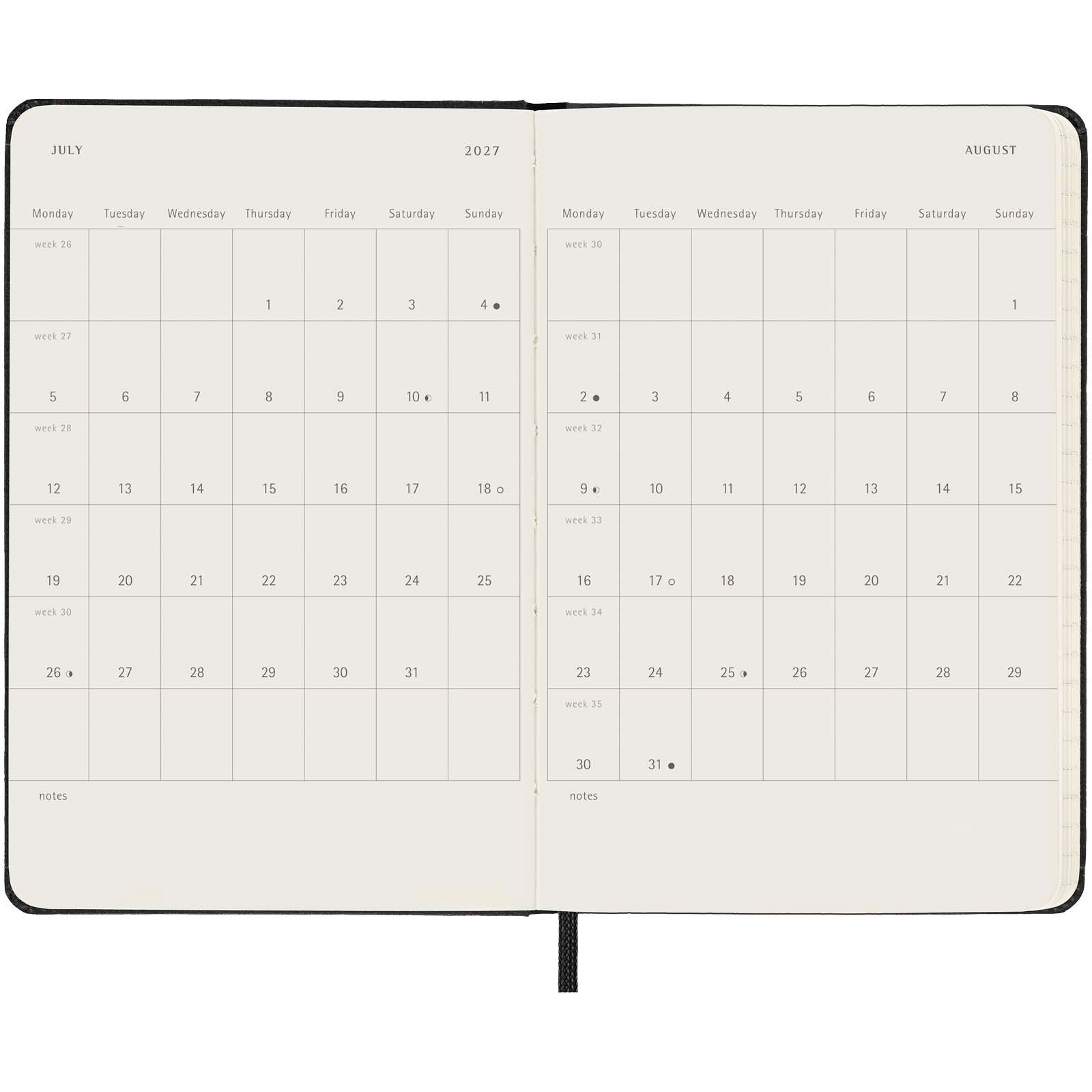 Moleskine Hardcover 12 Monate Tageskalender , Pocket-Format - schwarz-616