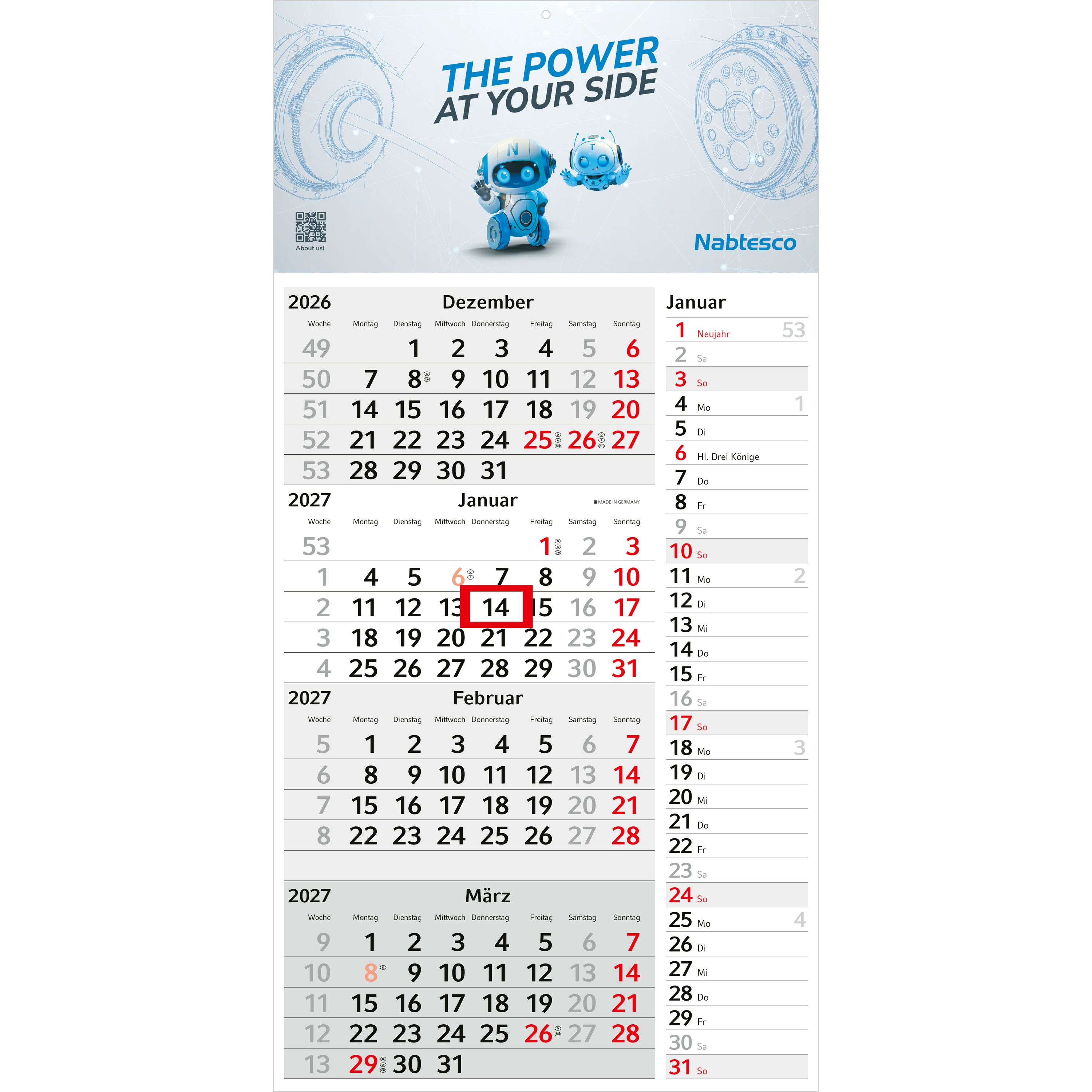 4-Monatskalender Einblatt Konzept 4 Post-185