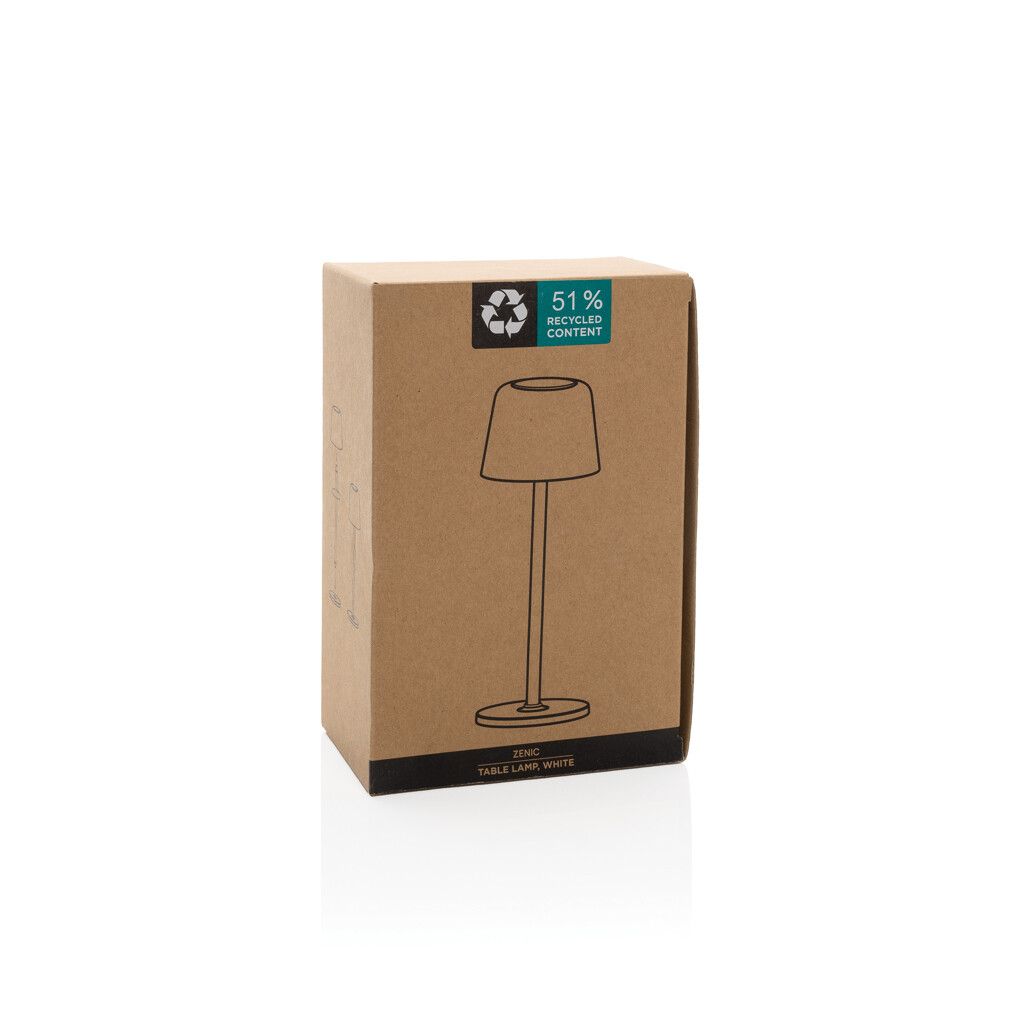 Zenic USB Tischleuchte aus RCS recyceltem Kunststoff - weiß-660