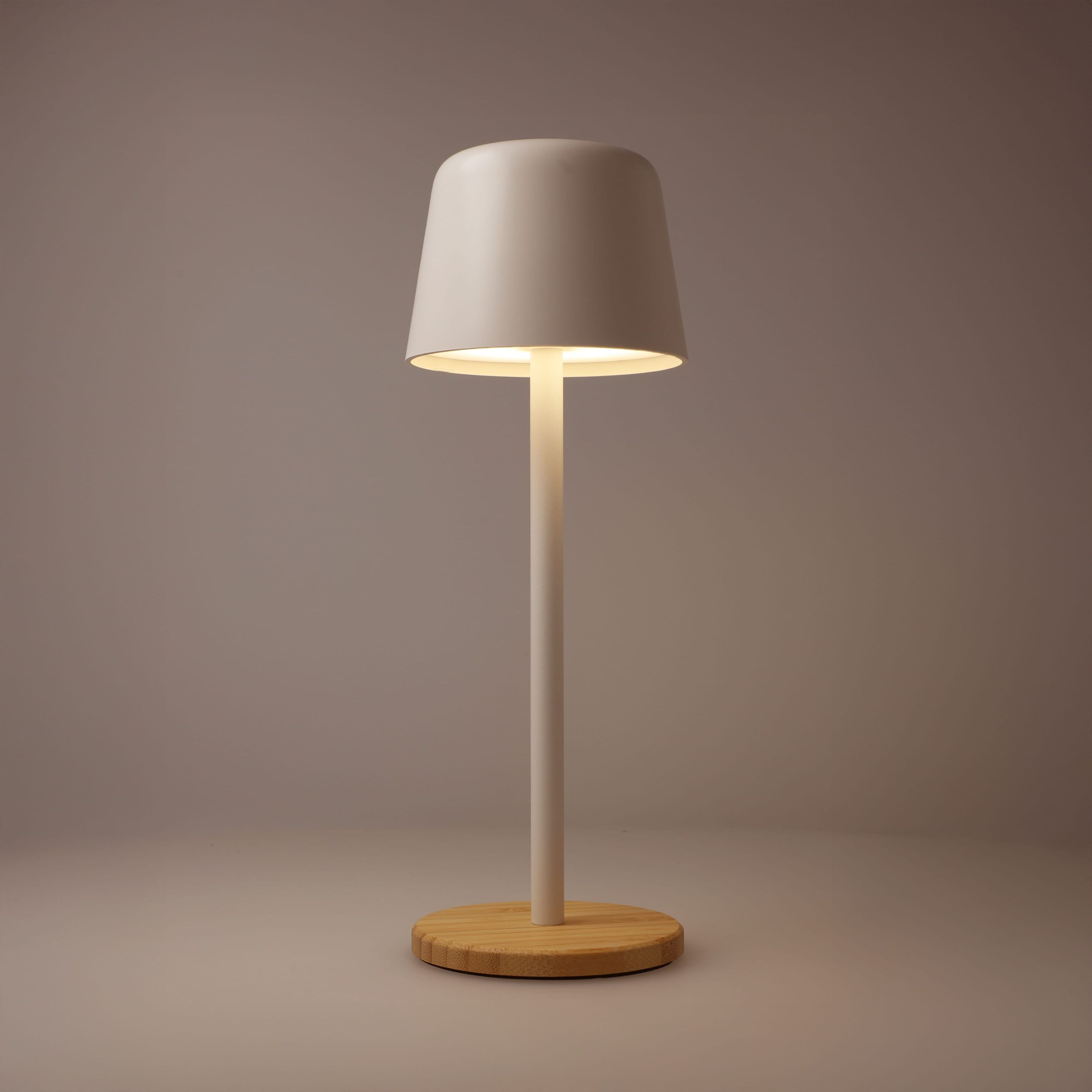 Solis Dimmbare Tischlampe mit Bambusfuß - weiss-94