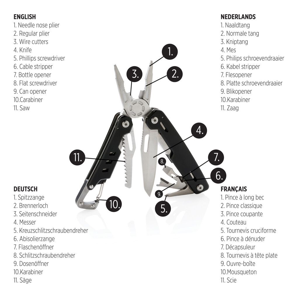 Solid Multitool mit Karabiner - schwarz-24