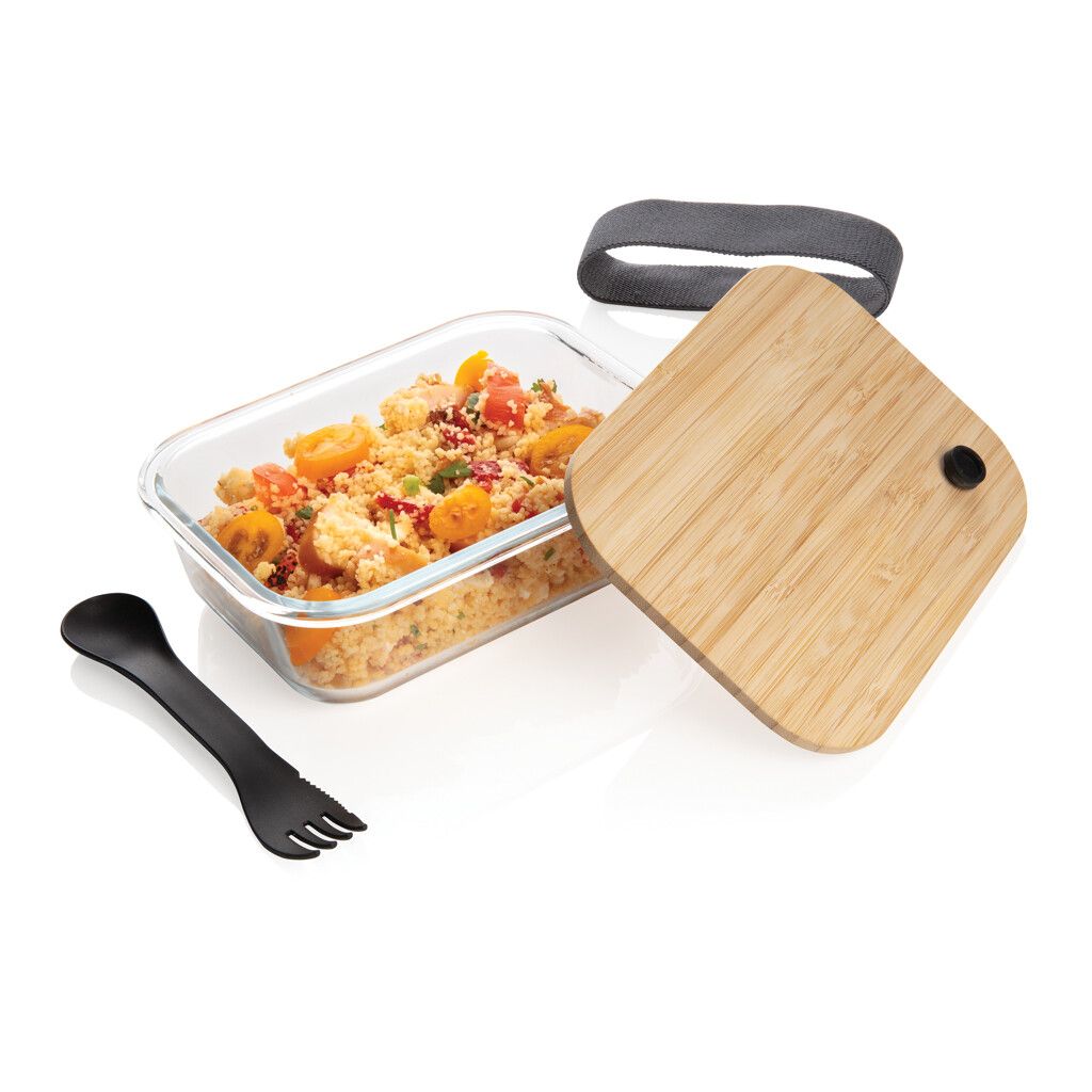 Lunch-Box aus Glas mit Bambusdeckel - transparent-629