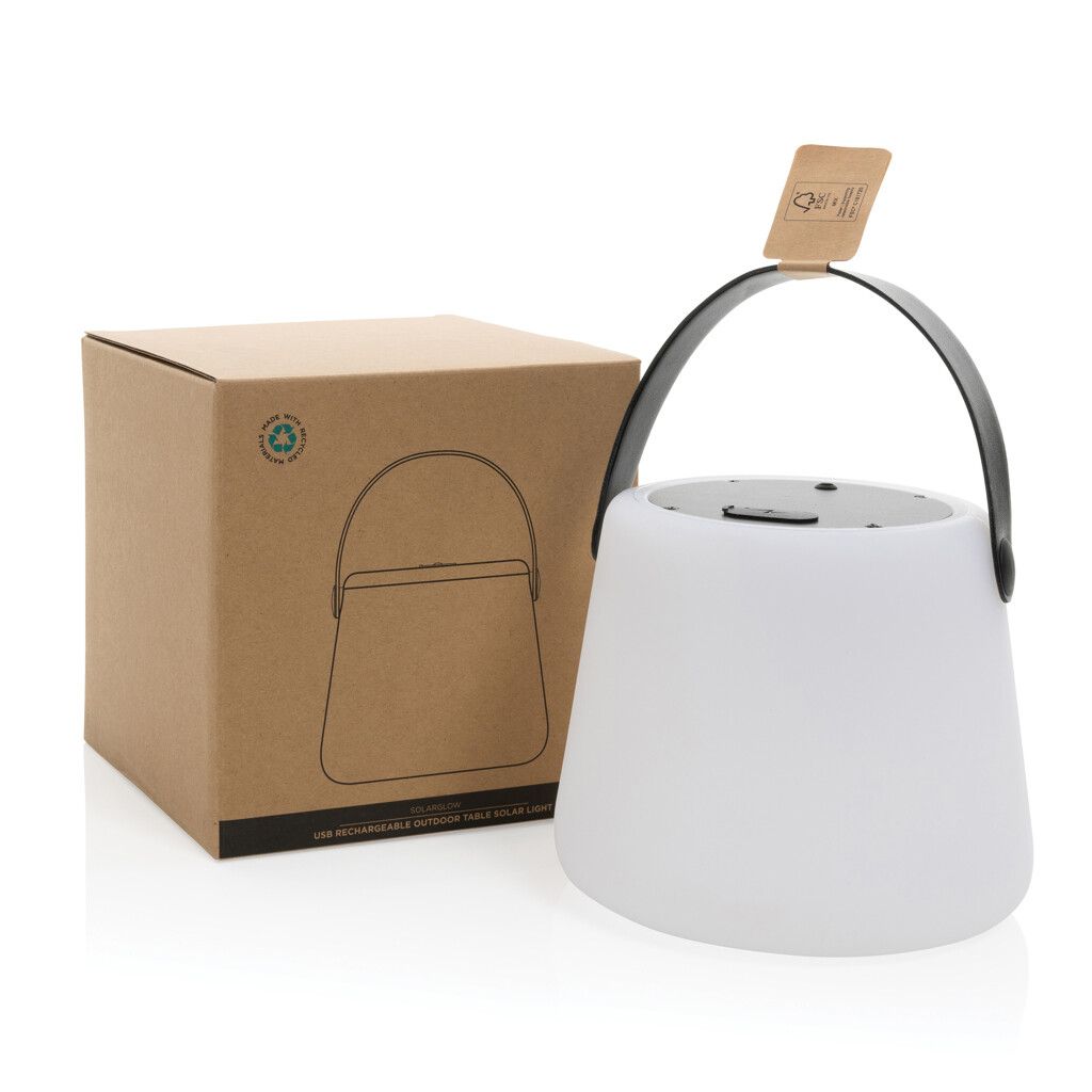 SolarGlow Außenleuchte aus RCS rec. Kunststoff mit USB-Lampe - weiß-57