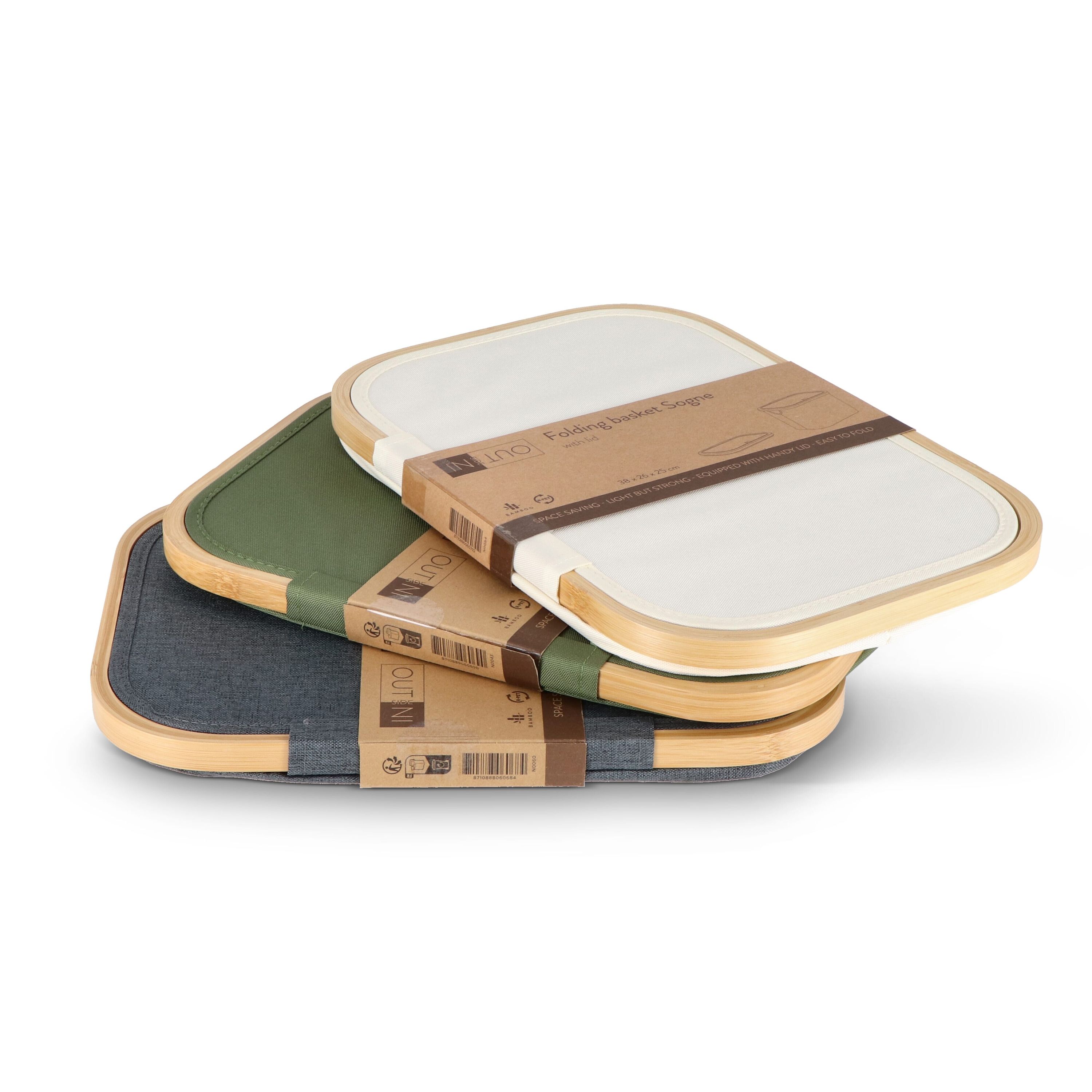 InSideOut faltbarer Korb mit Deckel Sogne 38 x 26 x 25cm rPET - natur-37