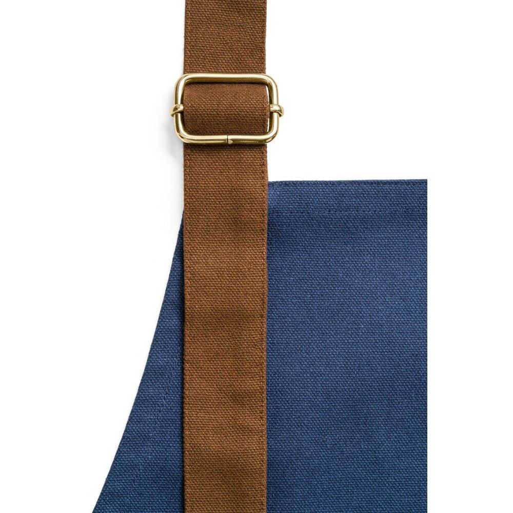 VESPER Schürze aus 100% Canvas-Baumwolle (300 g/m²) mit Metalldetails - blau-74