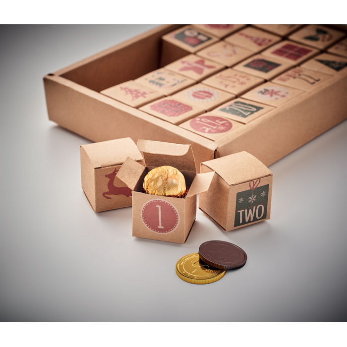Zu Weihnachten können verschiedene Adventskalender an Kunden und Mitarbeiter verschenkt werden.
