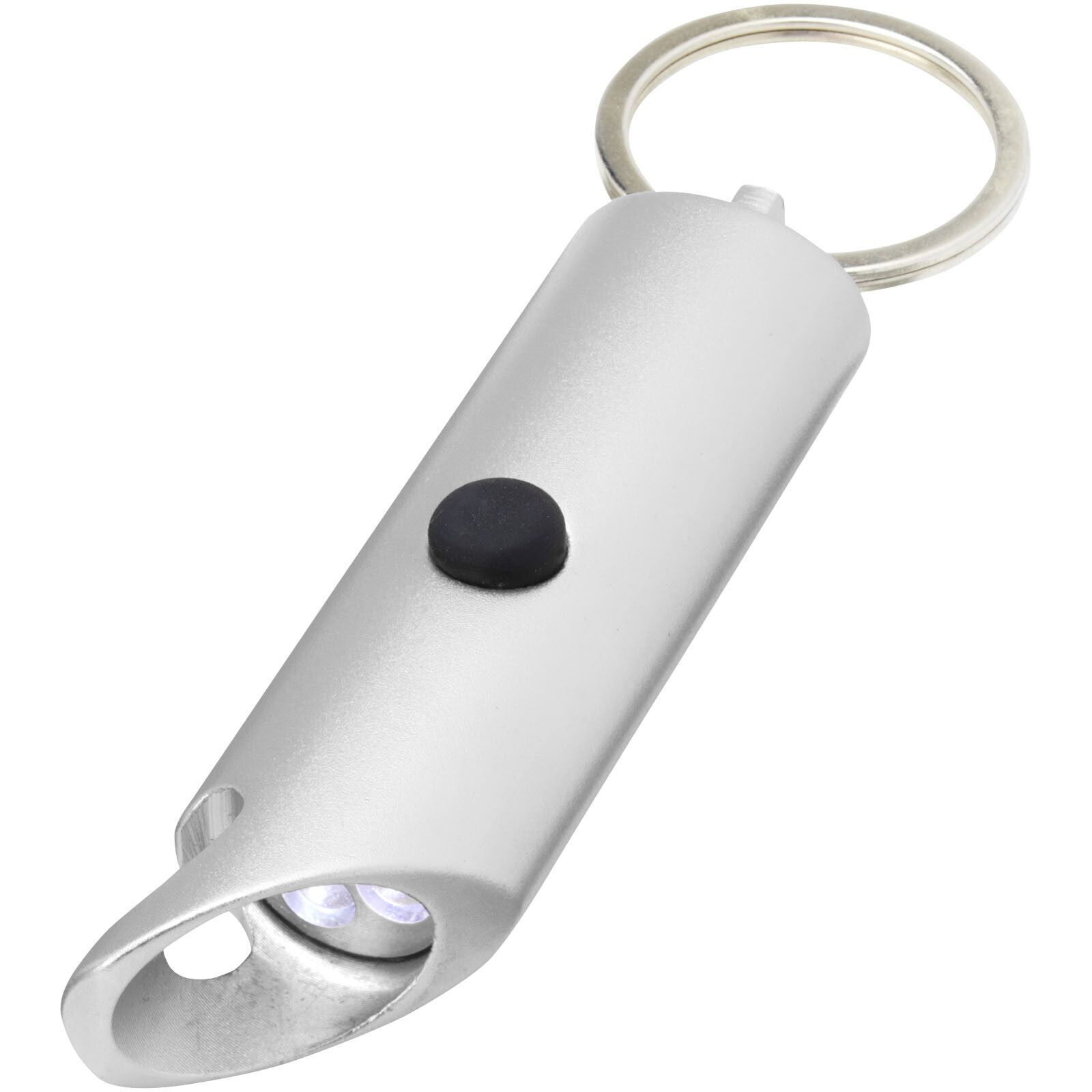 Flare IPX-LED-Lampe und Flaschenöffner aus recyceltem Aluminium mit Schlüsselanhänger - silber-896