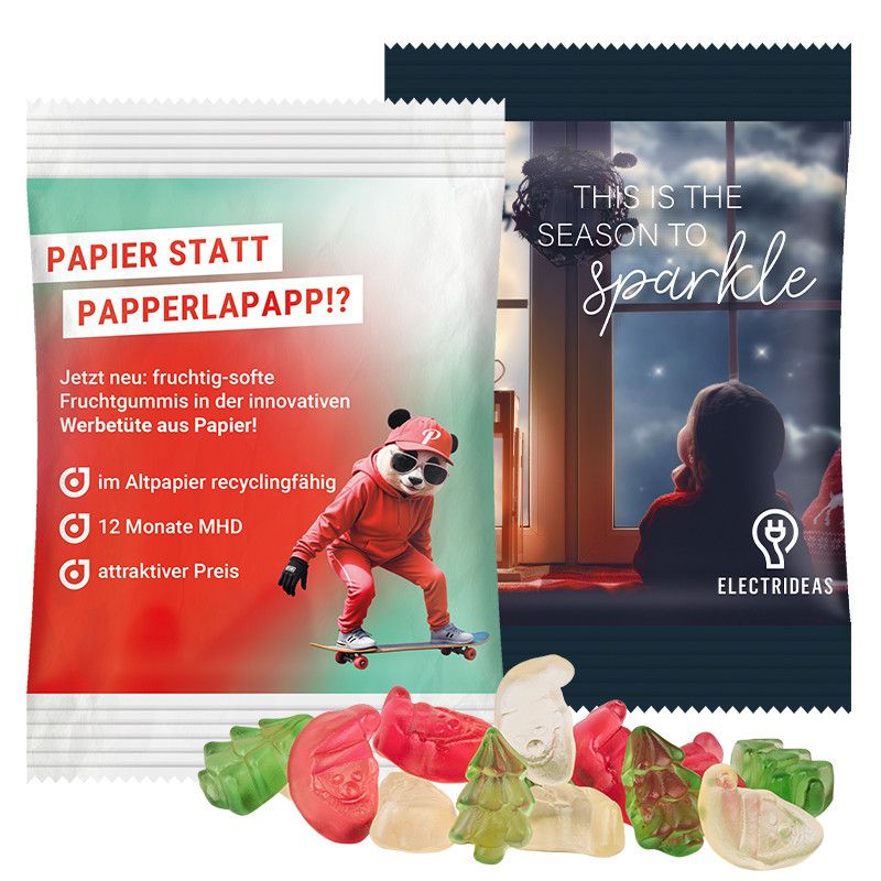 Minitüte 10 g, Folie transparent, Trolli Fruchtgummi Weihnachtsmischung-773