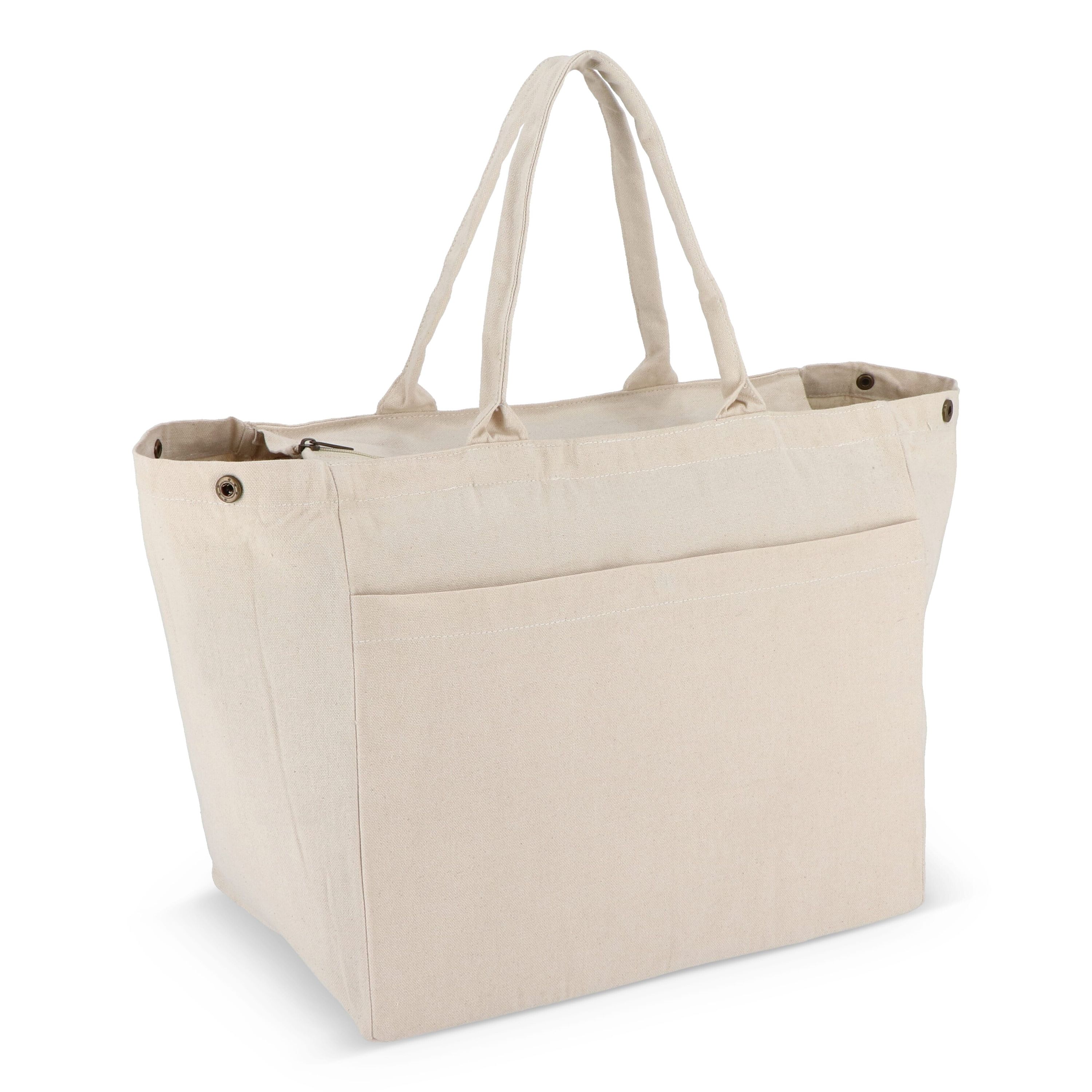Baumwoll-Tragetasche mit Reißverschluss OEKO-TEX® 39 x 24 x 34cm 320g/m² - natur-444