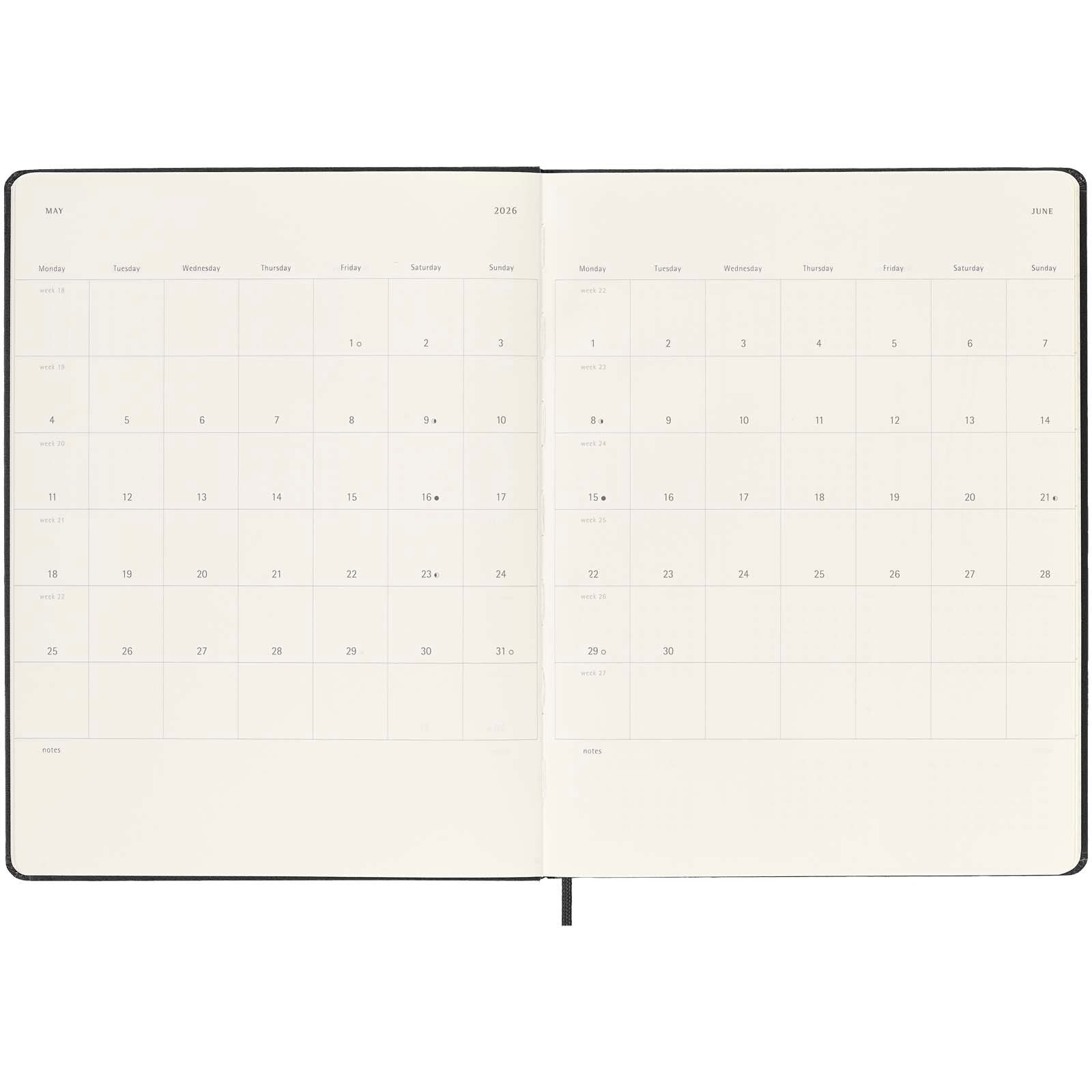 Moleskine Hardcover 12 Monate Wochenkalender XL - schwarz-100