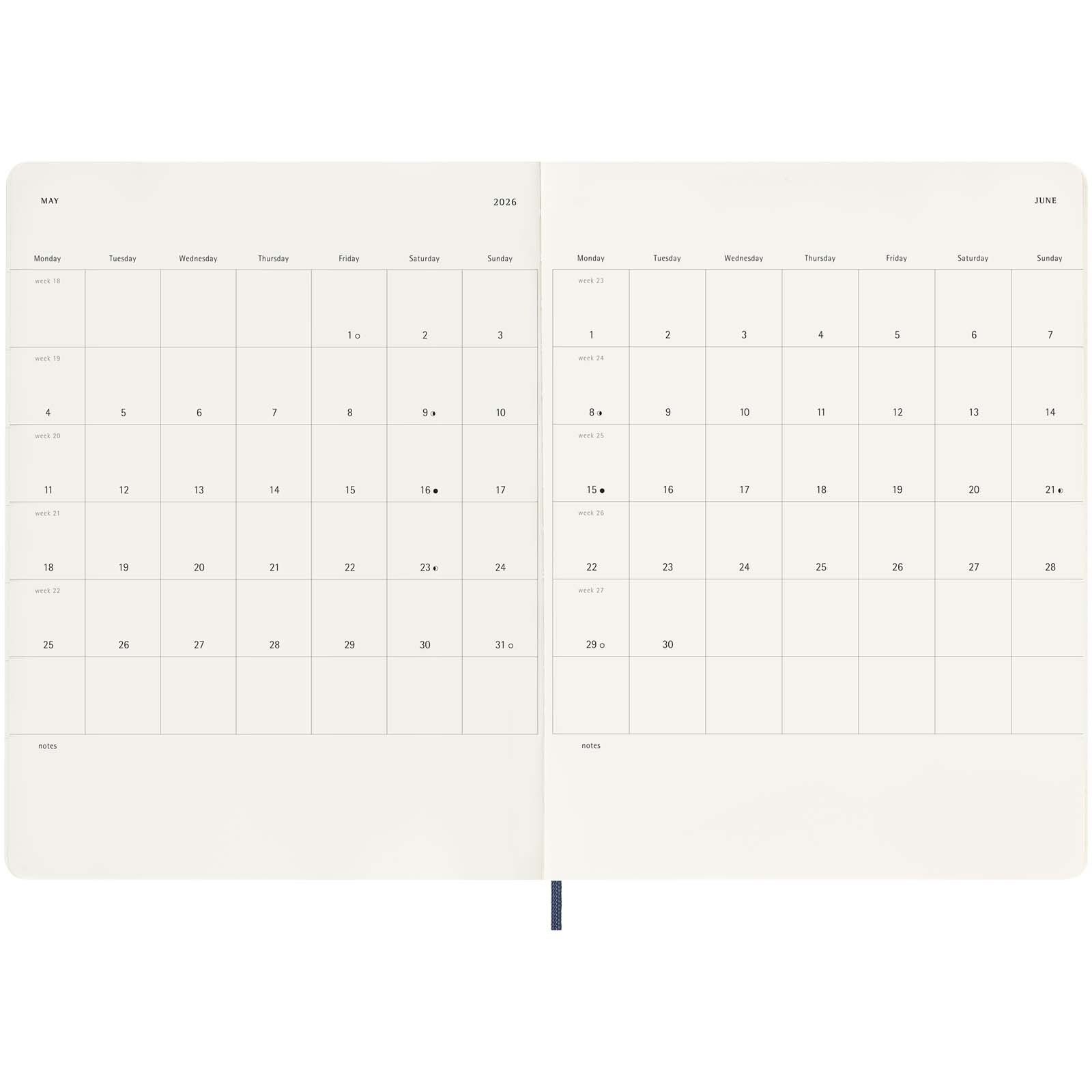 Moleskine Softcover 12 Monate Wochenkalender XL - saphir-352