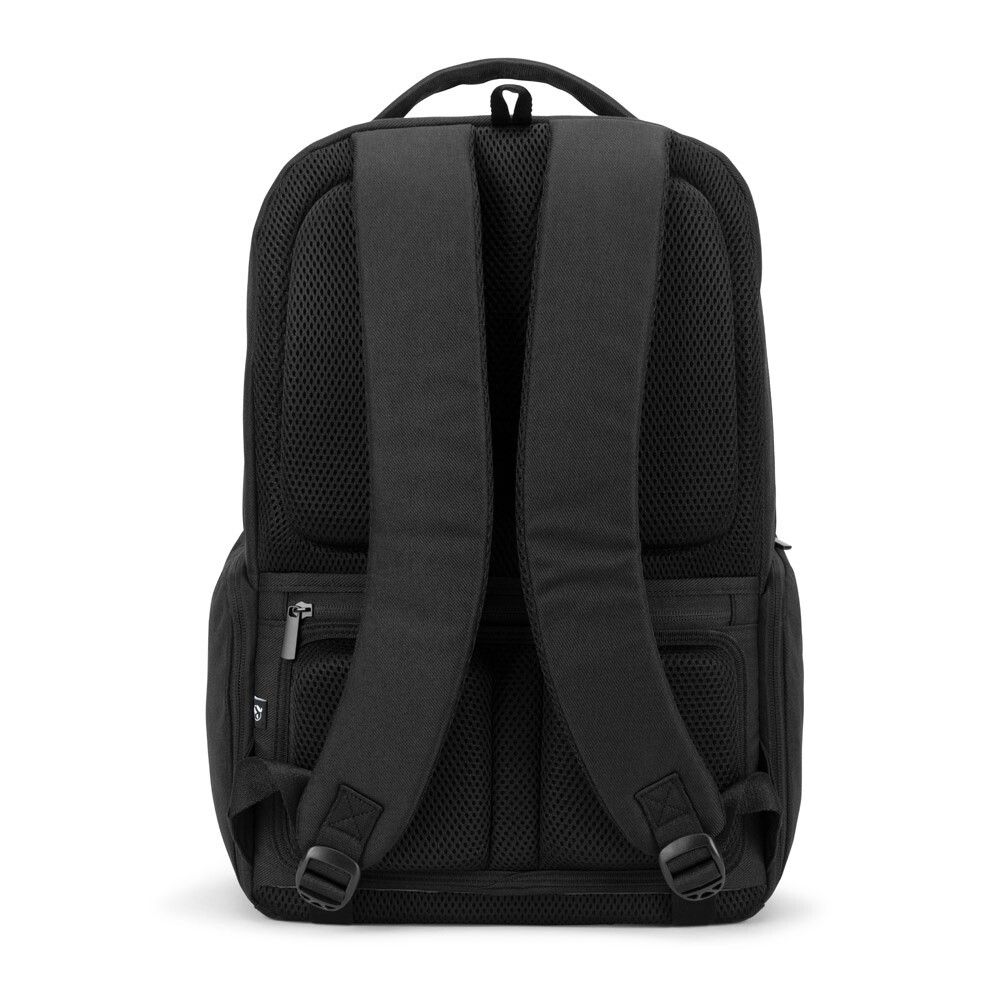 COPENHAGEN Wasserabweisender Rucksack aus recyceltem Twill mit zwei großen Fronttaschen, 17'3 Zoll - schwarz-67