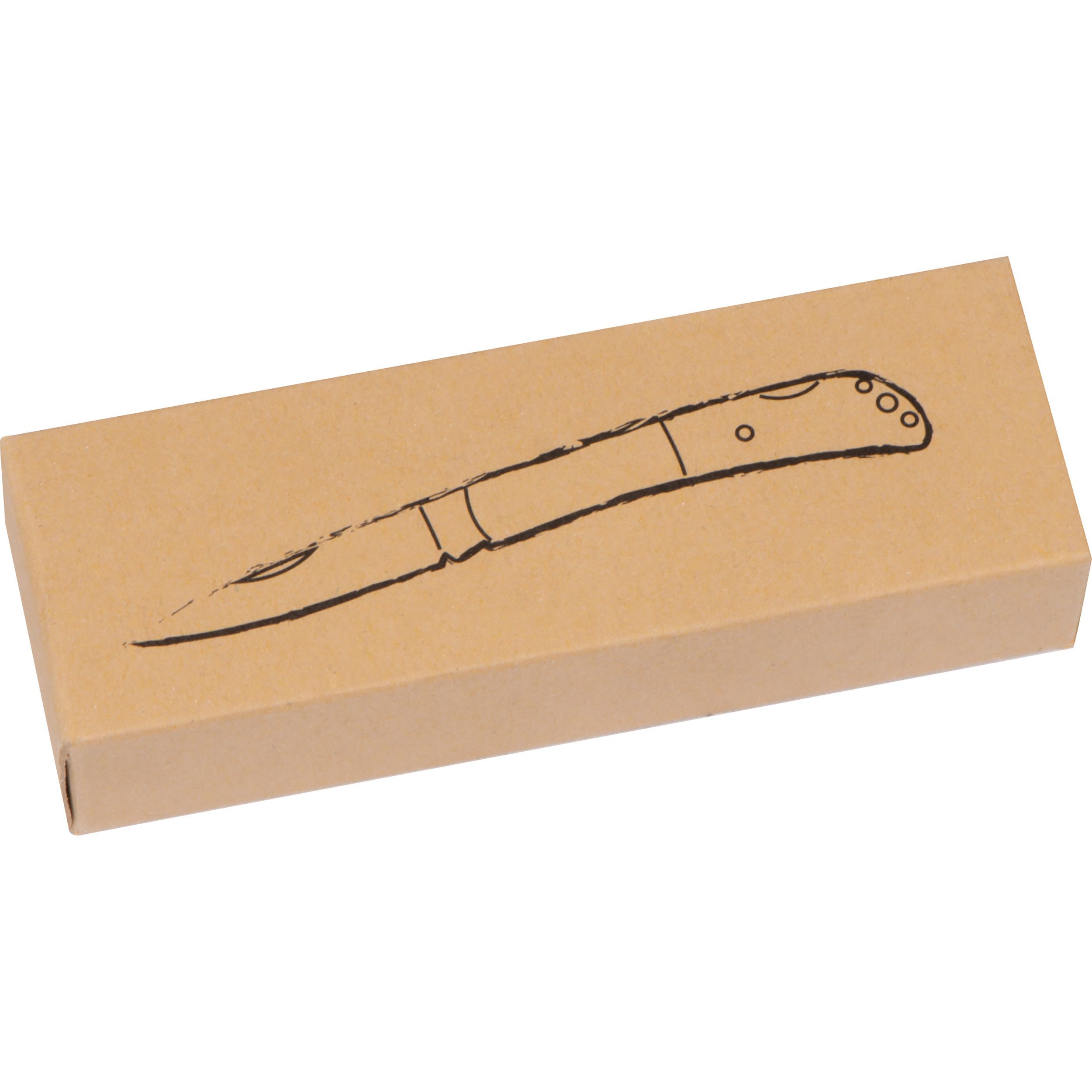 Taschenmesser mit Bambusschalen und Aufhängeschlaufe - beige-616