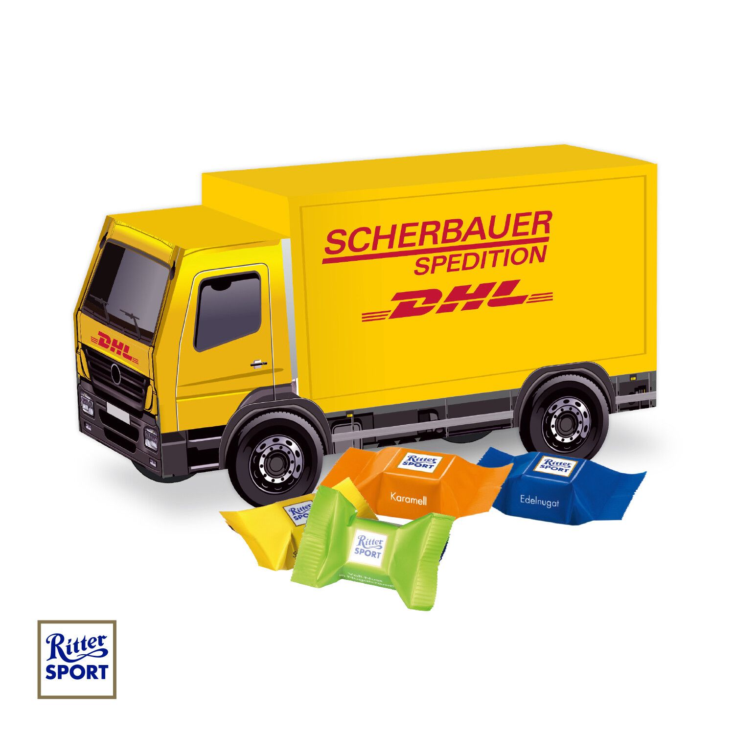 3D Präsent "Lkw" mit Ritter Sport Schokowürfel-329