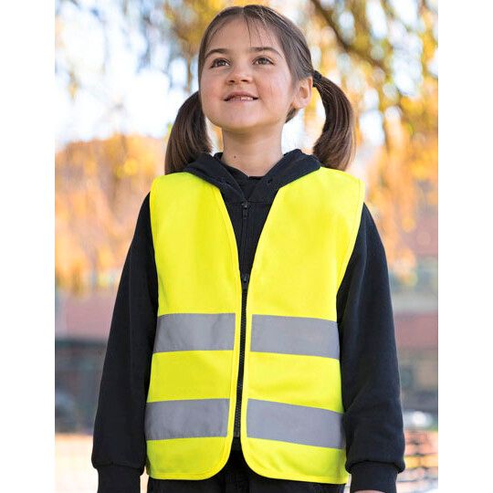 Kids´ Hi-Vis Safety Vest With Front Zipper Aalborg - neon green-252