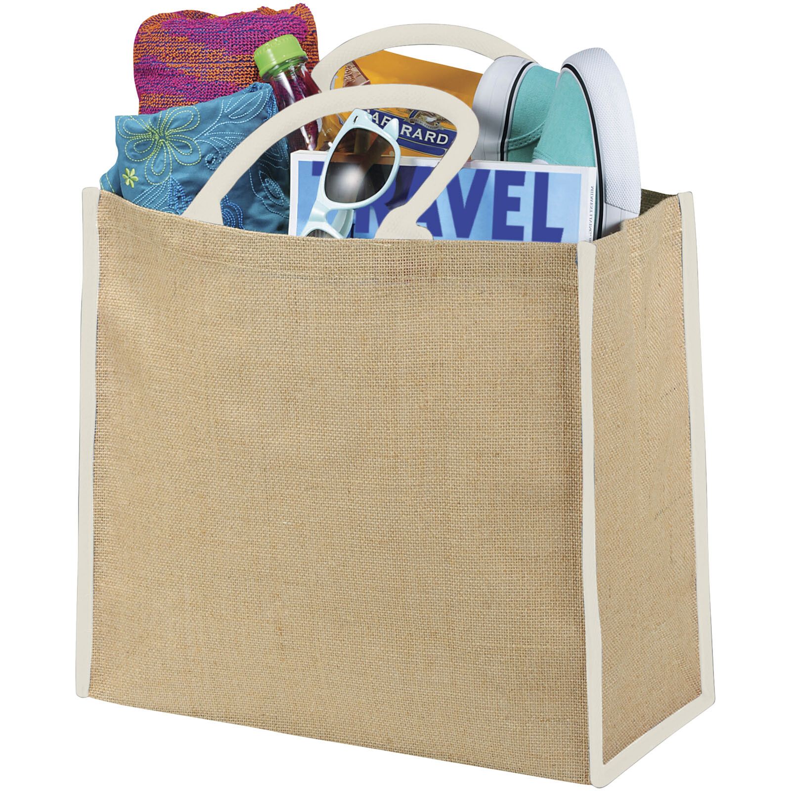 Harry farbige Jute Tragetasche 25L - natur -  weiss-824