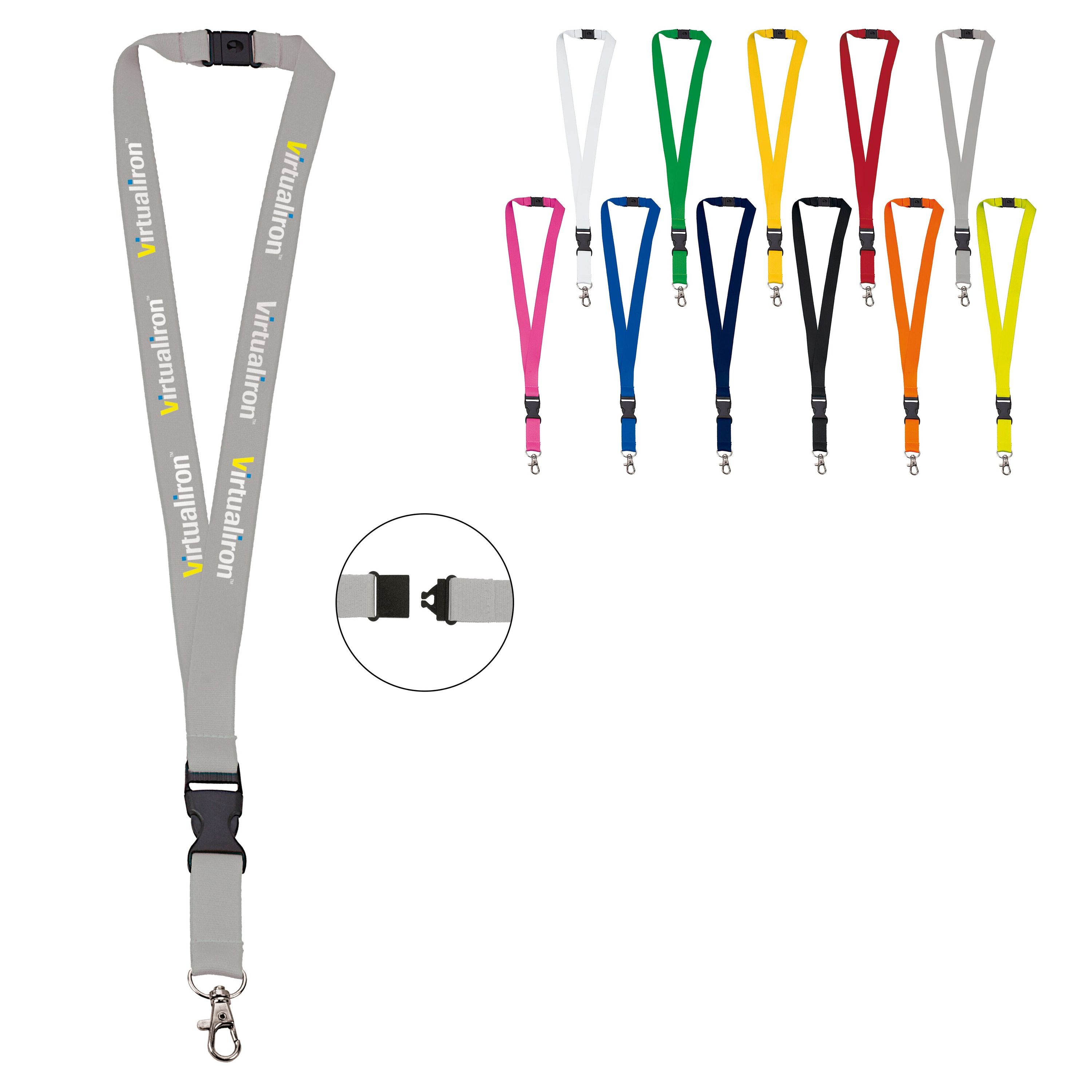 Polyester-Lanyard 20mm mit Schnalle und Haken - schwarz-992