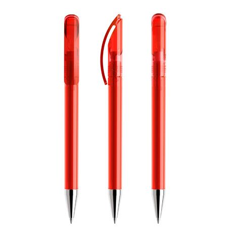 prodir DS3 TTC Twist Kugelschreiber Metall-Spitze - transparent - rot-591