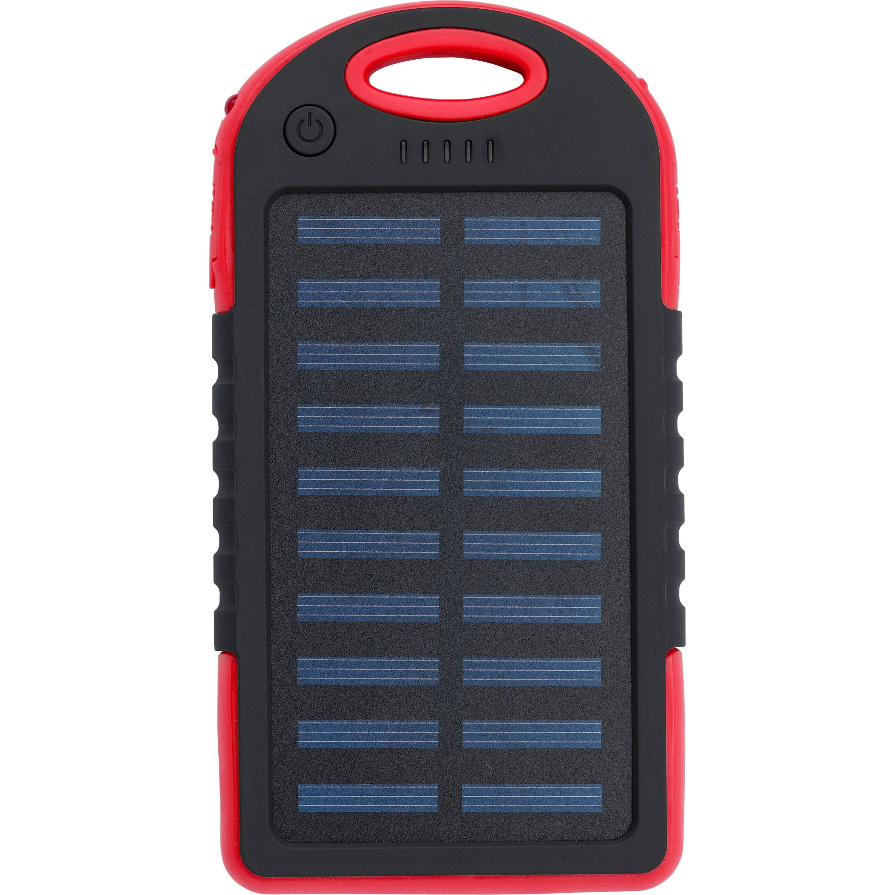 Gummierte ABS Solar-Powerbank Arin - rot-533