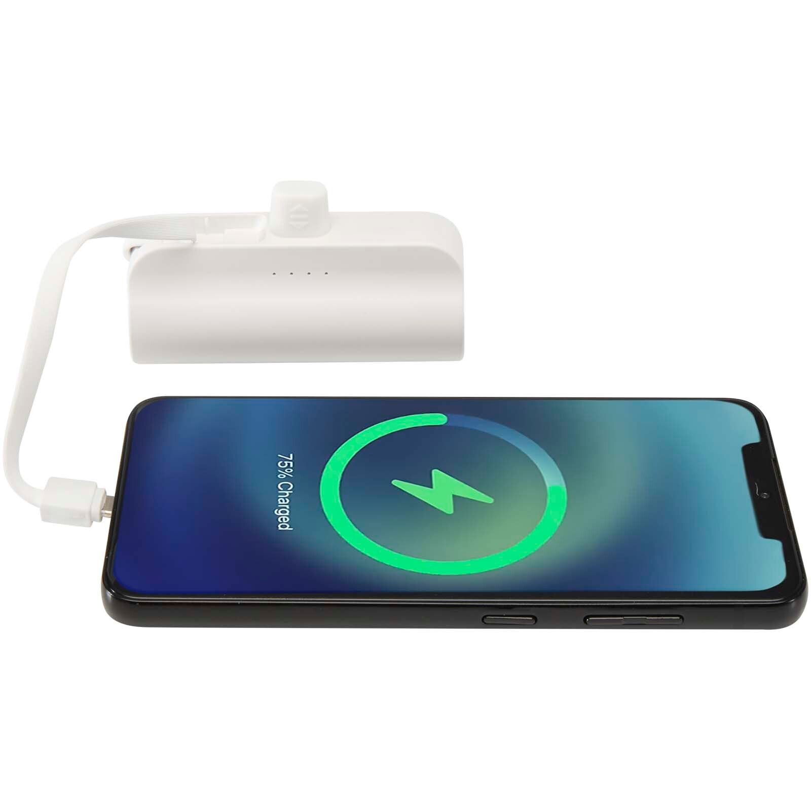 Alnair 10 W 5000 mAh Typ C Powerbank aus recyceltem Kunststoff mit integriertem Klappständer und 2 in 1 Kabel - weiss-496