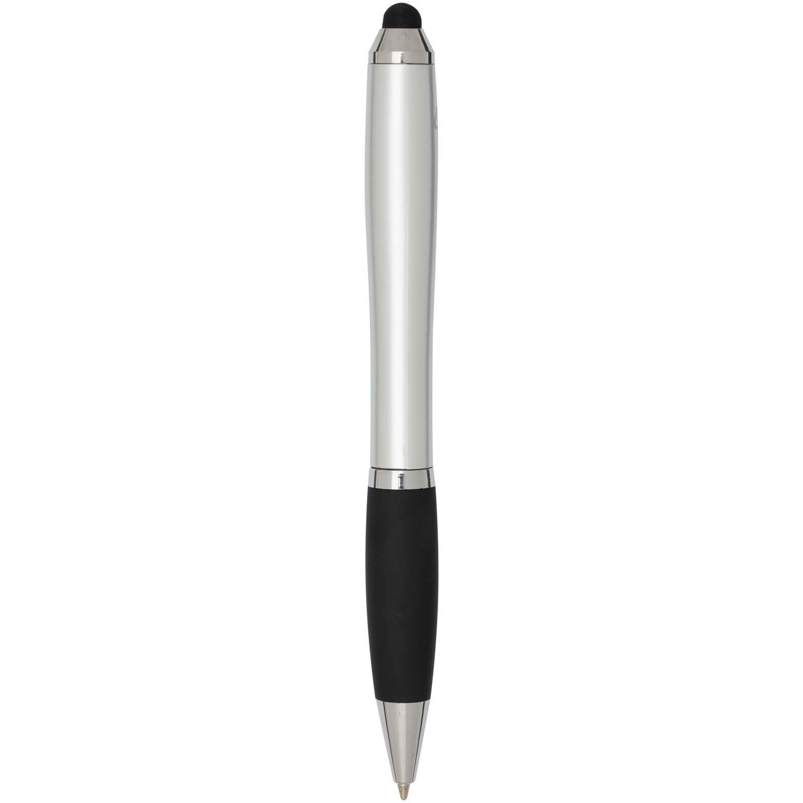 Nash RCS Stylus Kugelschreiber aus recyceltem Kunststoff mit farbigem Schaft und schwarzem Griff (schwarze Tinte) - silber-457