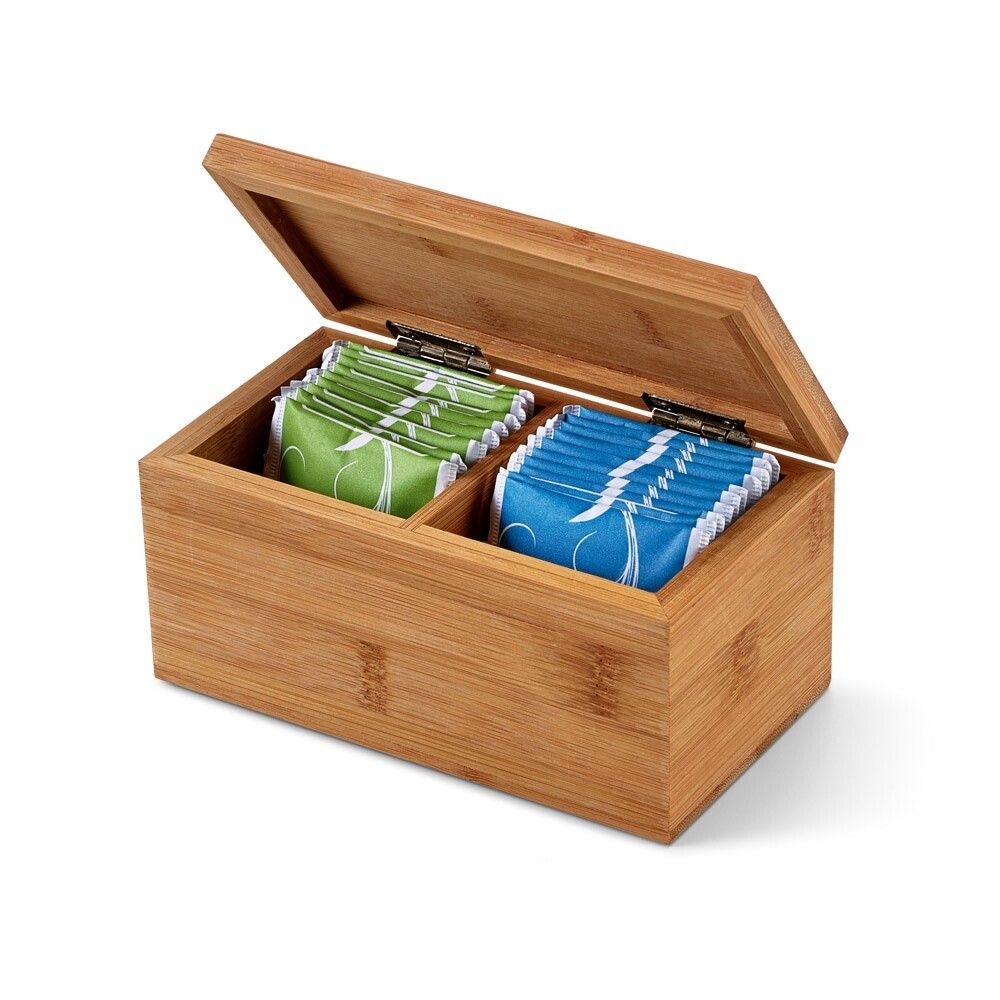 BURDOCK Teebox aus Bambus mit 2 Fächern und einem Magnetverschluss - natur-84