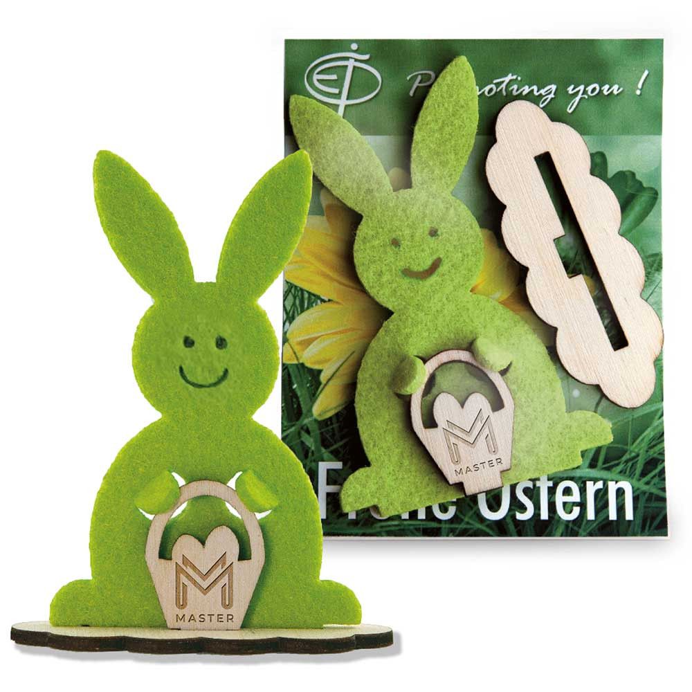 Steckfigur Hase in Werbekarte - Hase mit Lasergravur-346