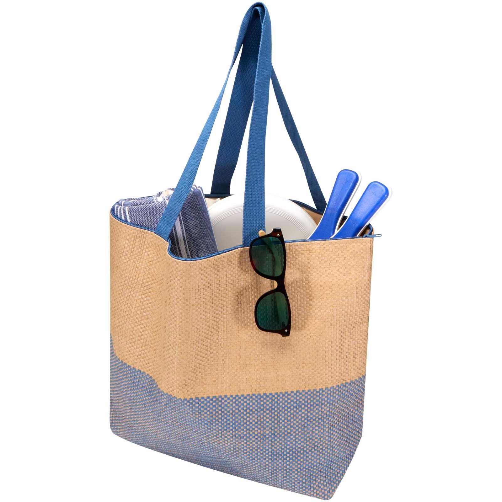 Rhythm große Strohpapier Tragetasche mit Reißverschluss, 21 l - ozeanblau-187