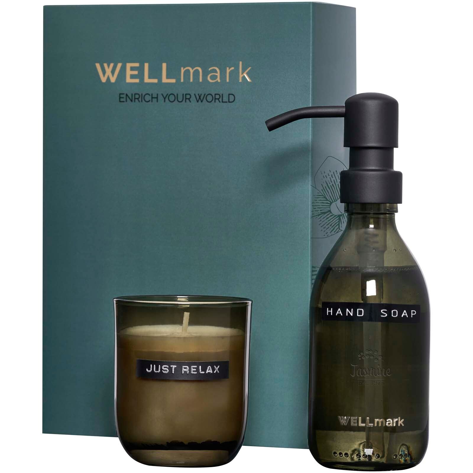 Wellmark Discovery 250 ml Handseifenspender und 150 g Duftkerze im Set - schwarz-916